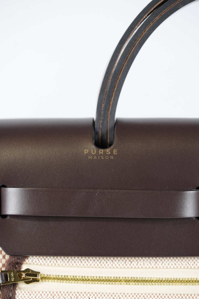 Herbag 31 Zip in Ebene/Ecru/Beige Vache Hunter Criss Viking and Gold Hardware Stamp B (2023) | Purse Maison Luxury Bags Shop