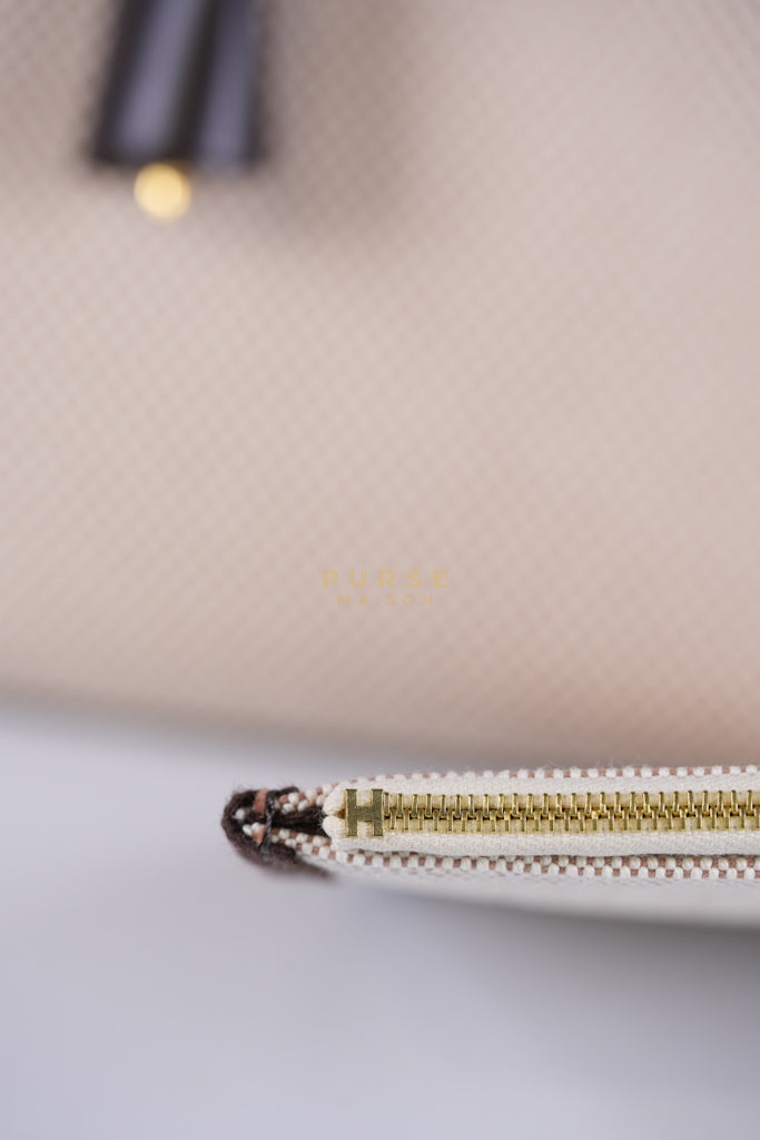 Herbag 31 Zip in Ebene/Ecru/Beige Vache Hunter Criss Viking and Gold Hardware Stamp B (2023) | Purse Maison Luxury Bags Shop