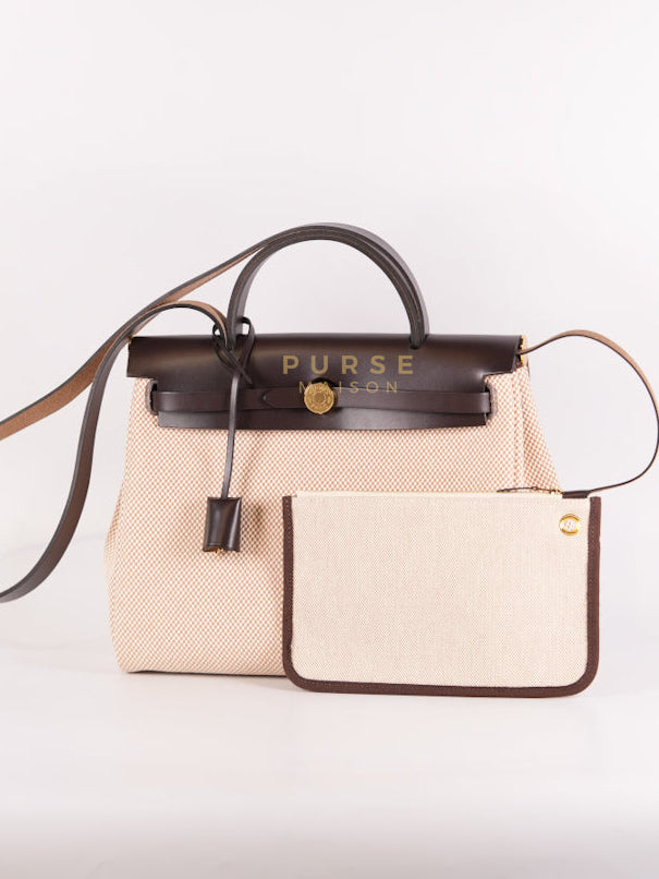 Herbag 31 Zip in Ebene/Ecru/Beige Vache Hunter Criss Viking and Gold Hardware Stamp B (2023) | Purse Maison Luxury Bags Shop