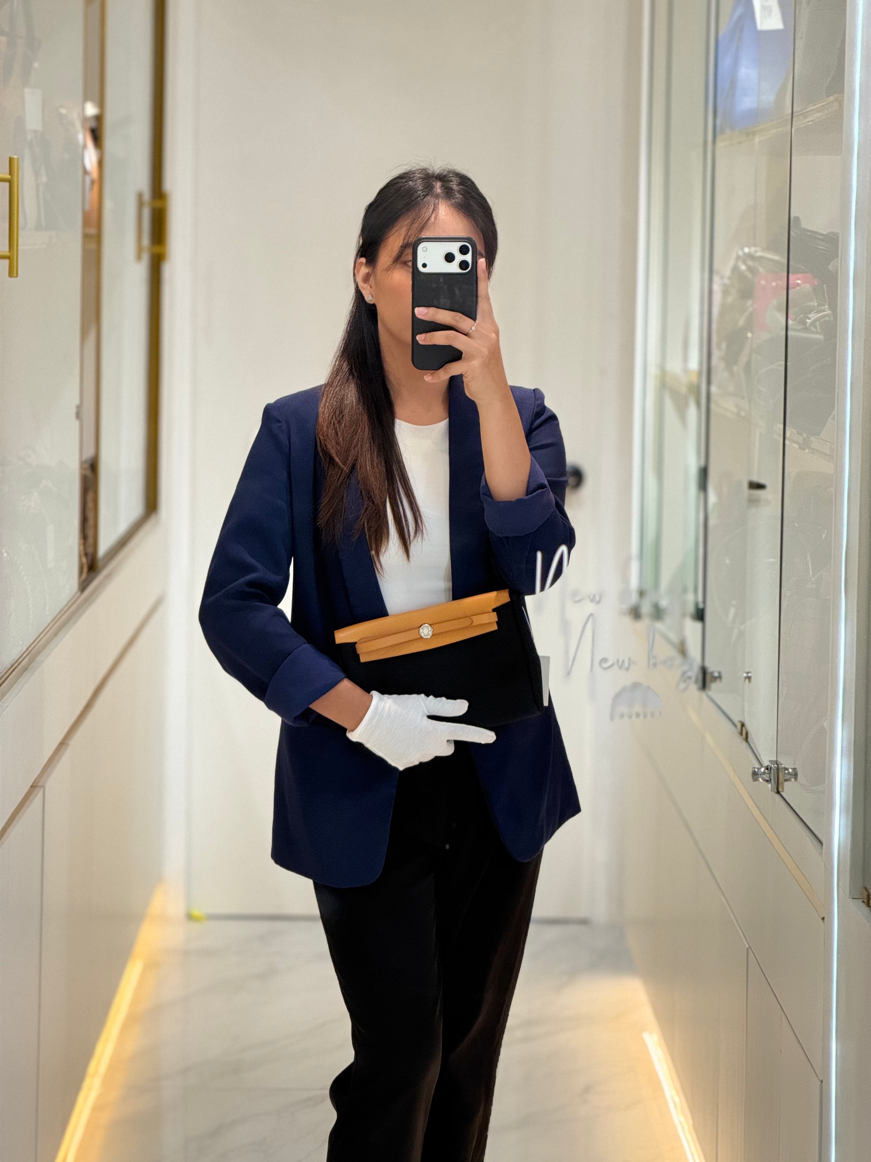 Herbag Clutch in Black Canvas Stamp C (2018) | Purse Maison Luxury Bags Shop