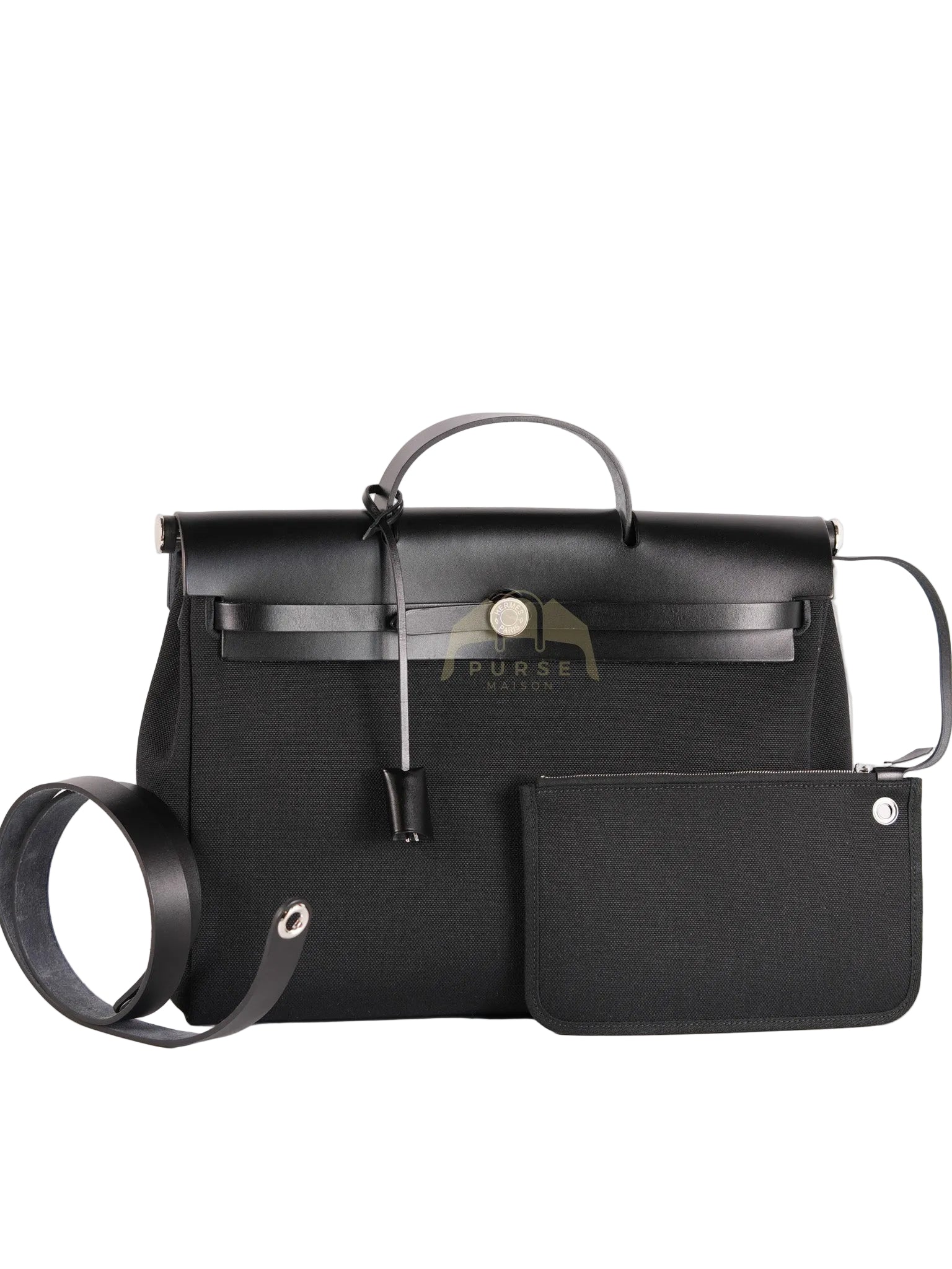 Herbag Messenger 39 in Black Military Toile Vache Hunter & Palladium Hardware Stamp K(2025) | Purse Maison Luxury Bags Shop