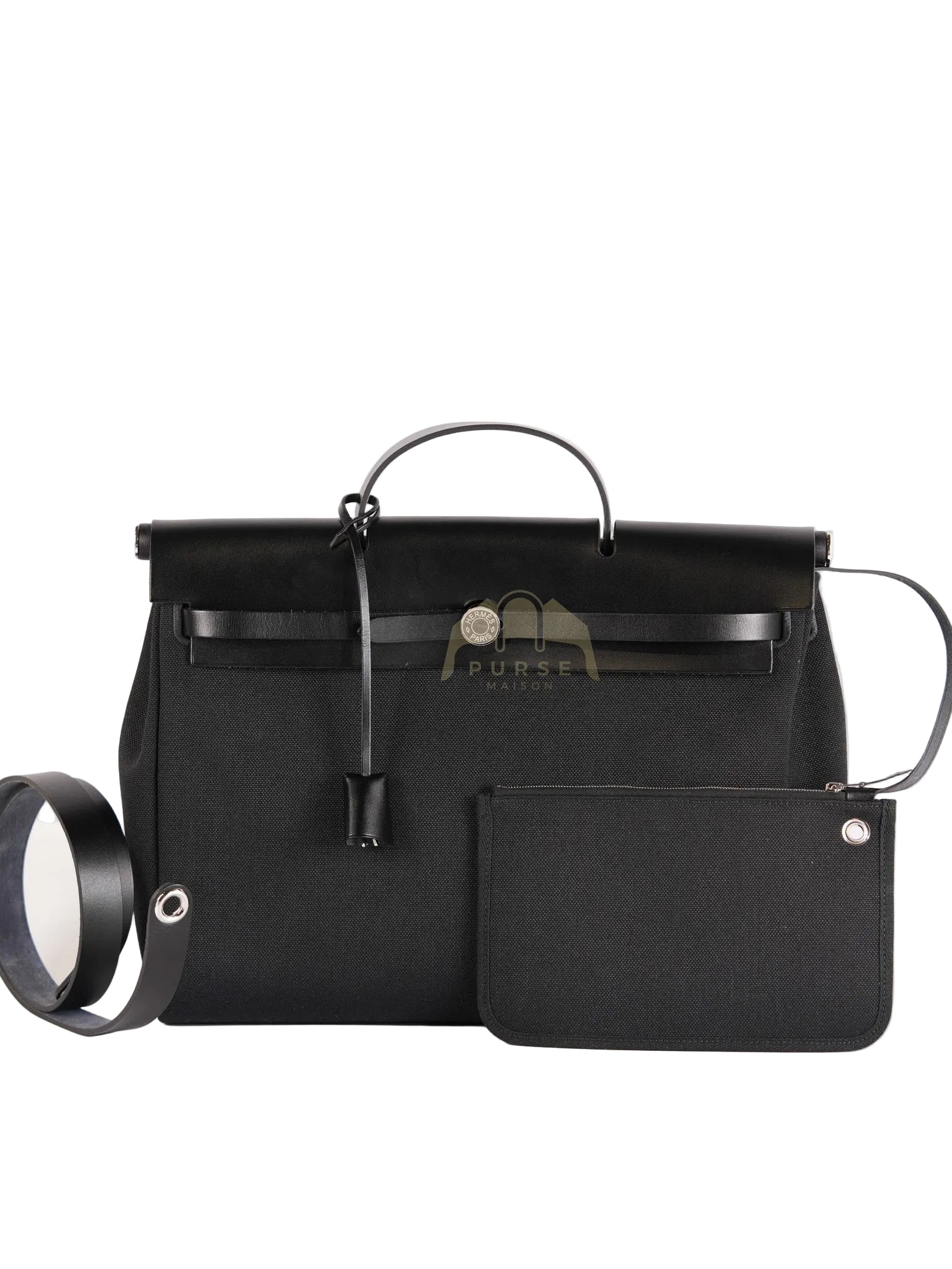 Herbag Messenger 39 in Black Military Toile Vache Hunter & Palladium Hardware Stamp K(2025) | Purse Maison Luxury Bags Shop