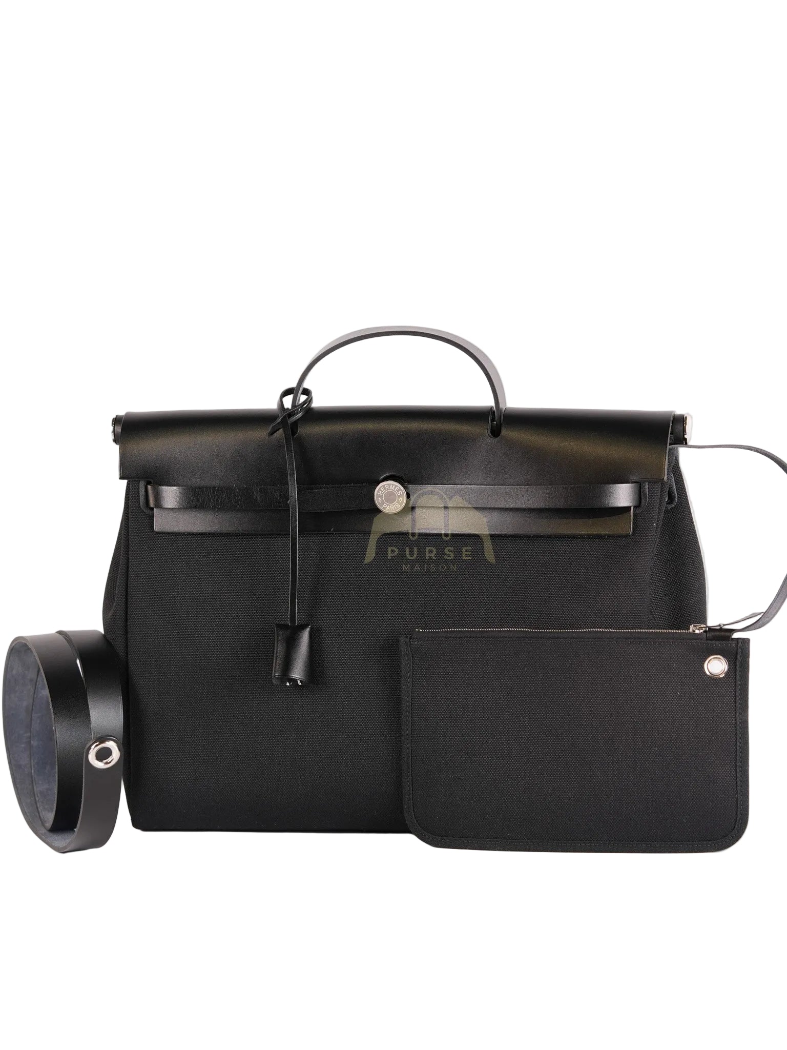Herbag Messenger 39 in Black Military Toile Vache Hunter & Palladium Hardware Stamp K(2025) | Purse Maison Luxury Bags Shop