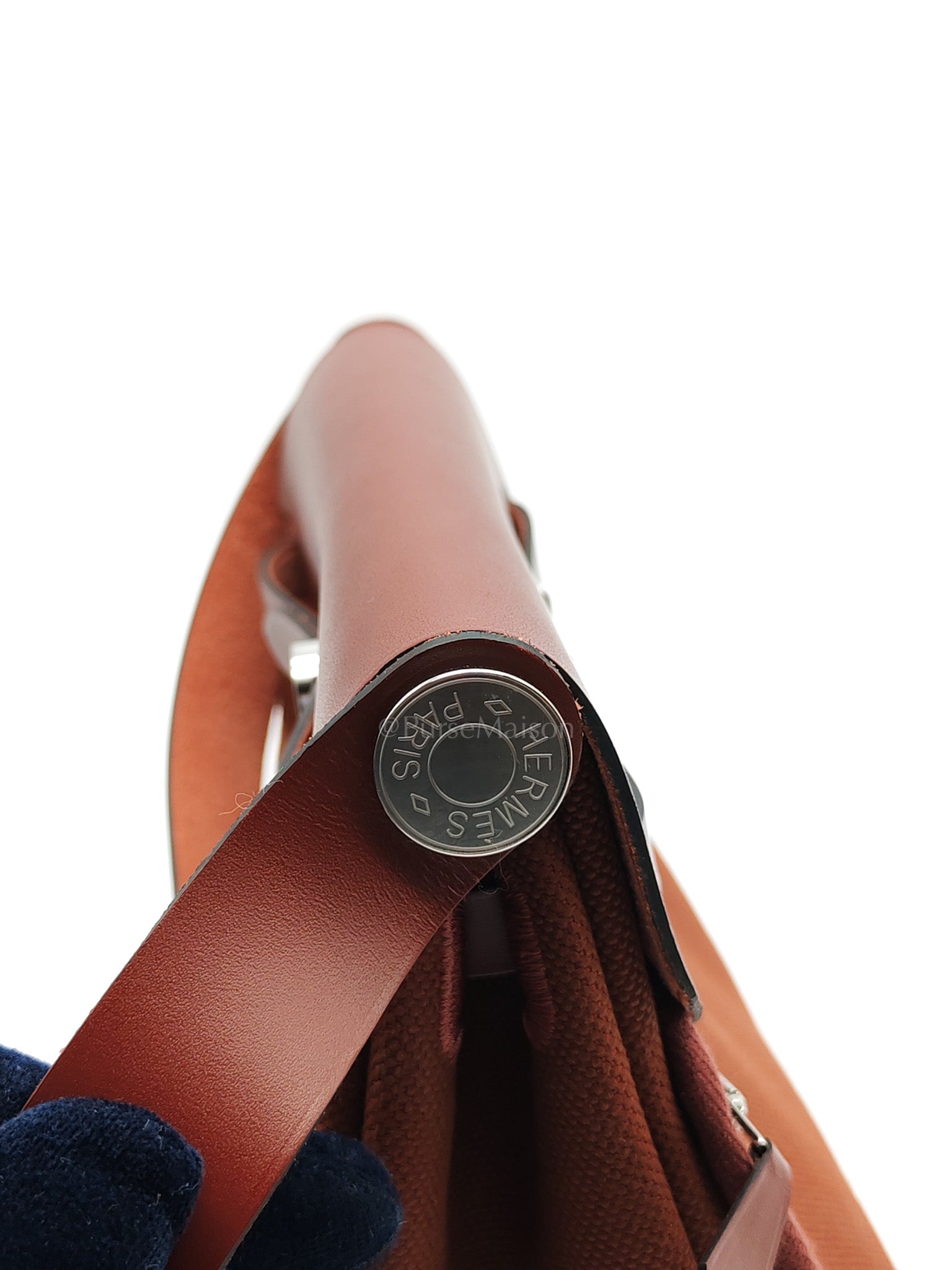 Herbag Mini in Rouge Canvas and Palladium Hardware Stamp K(2025) | Purse Maison Luxury Bags Shop