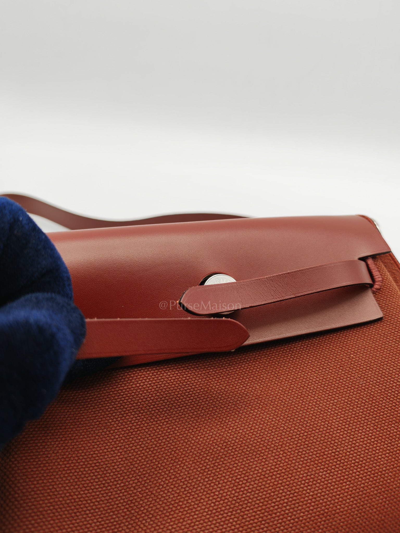 Herbag Mini in Rouge Canvas and Palladium Hardware Stamp K(2025) | Purse Maison Luxury Bags Shop
