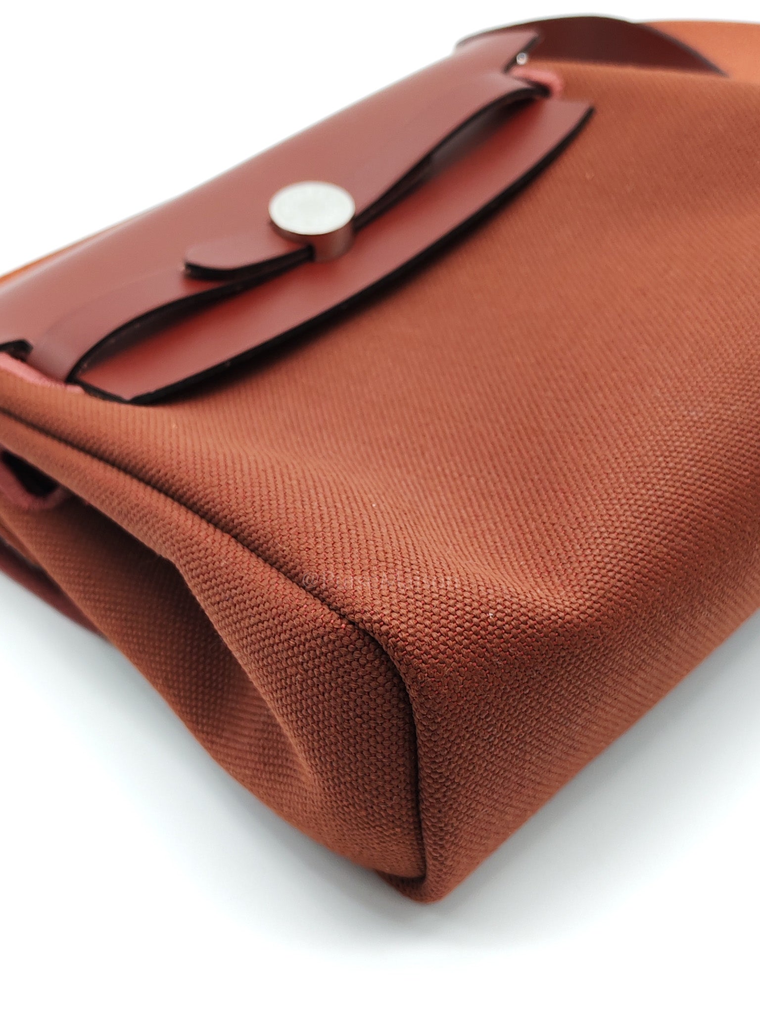 Herbag Mini in Rouge Canvas and Palladium Hardware Stamp K(2025) | Purse Maison Luxury Bags Shop
