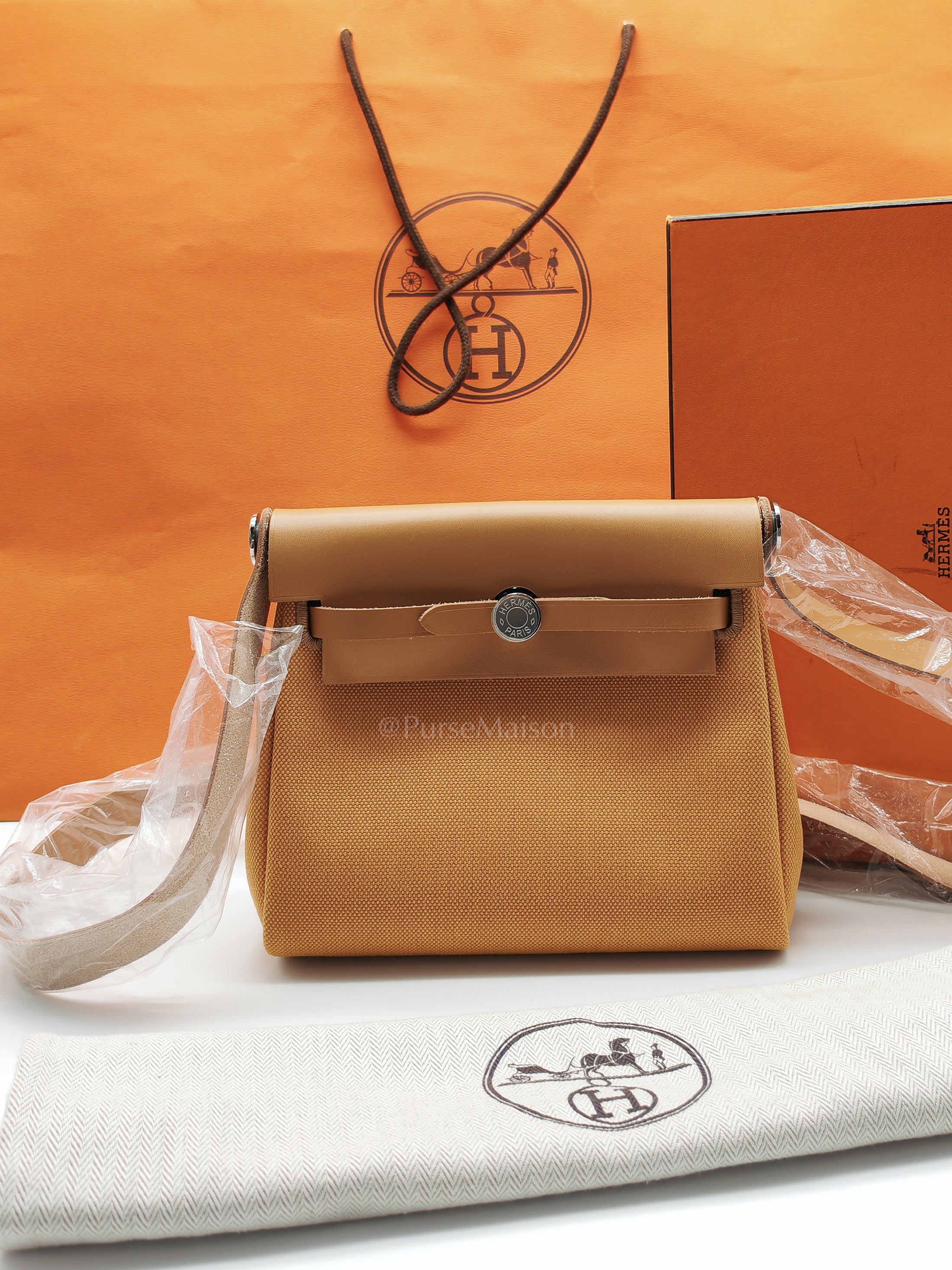 Herbag Mini in Sesame Canvas Palladium Hardware Stamp K(2025) | Purse Maison Luxury Bags Shop