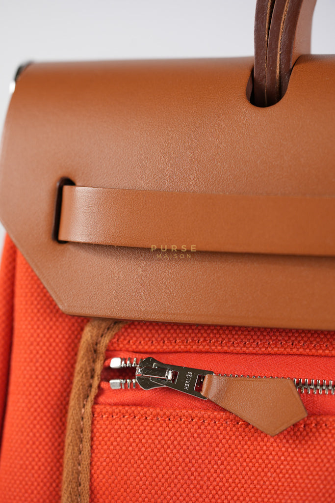 Herbag Zip 31 Capucine Toile H Berline Vache Fauve Hunter Naturel Palladium Hardware Stamp B (2023) | Purse Maison Luxury Bags Shop