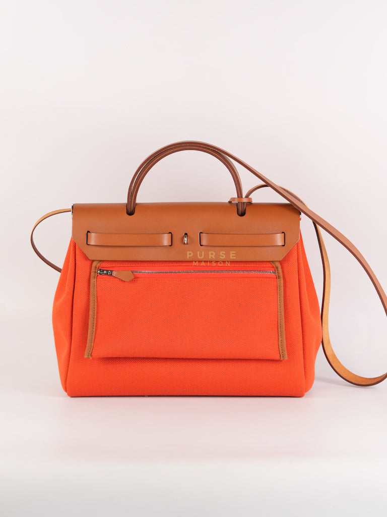 Herbag Zip 31 Capucine Toile H Berline Vache Fauve Hunter Naturel Palladium Hardware Stamp B (2023) | Purse Maison Luxury Bags Shop