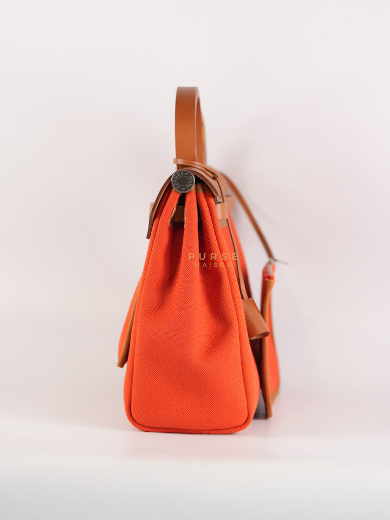 Herbag Zip 31 Capucine Toile H Berline Vache Fauve Hunter Naturel Palladium Hardware Stamp B (2023) | Purse Maison Luxury Bags Shop