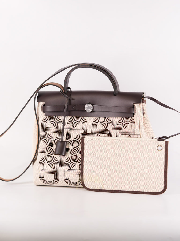 Herbag Zip 31 Chaine d'Ancre Canvas Ebene in Palladium Hardware Stamp U (2022) | Purse Maison Luxury Bags Shop