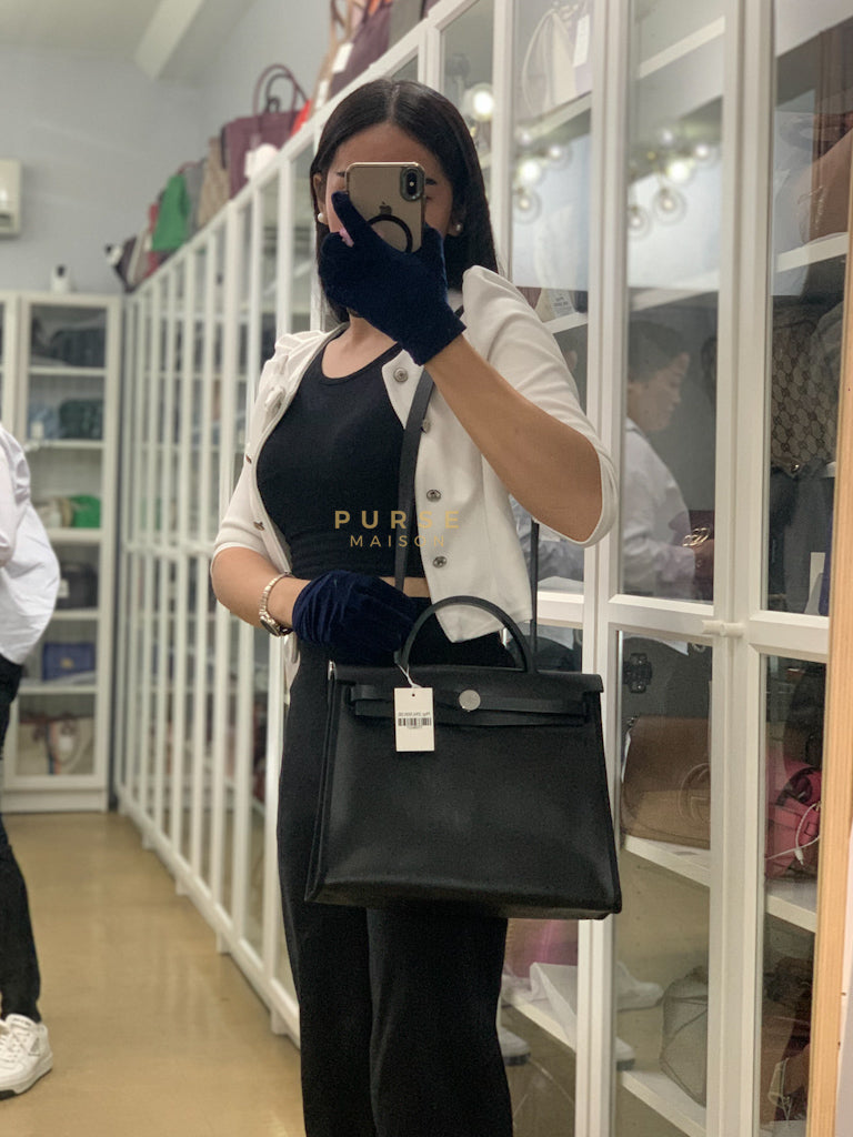 Herbag Zip 31 in Black Berline Leather Palladium Hardware Stamp W (2024) | Purse Maison Luxury Bags Shop