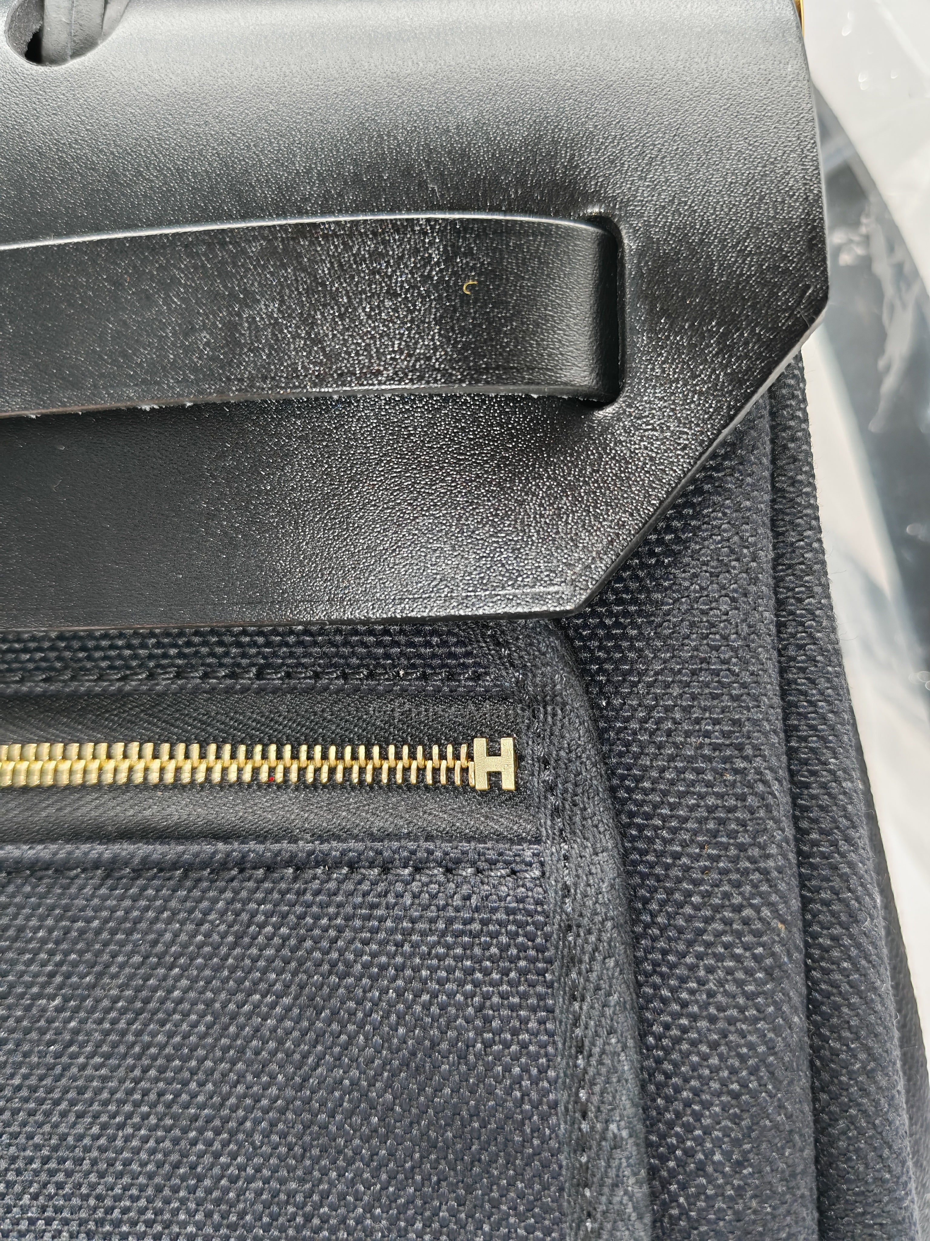Herbag Zip 31 in Black Military Toile Vache Hunter and Gold Hardware Stamp K(2025) | Purse Maison Luxury Bags Shop