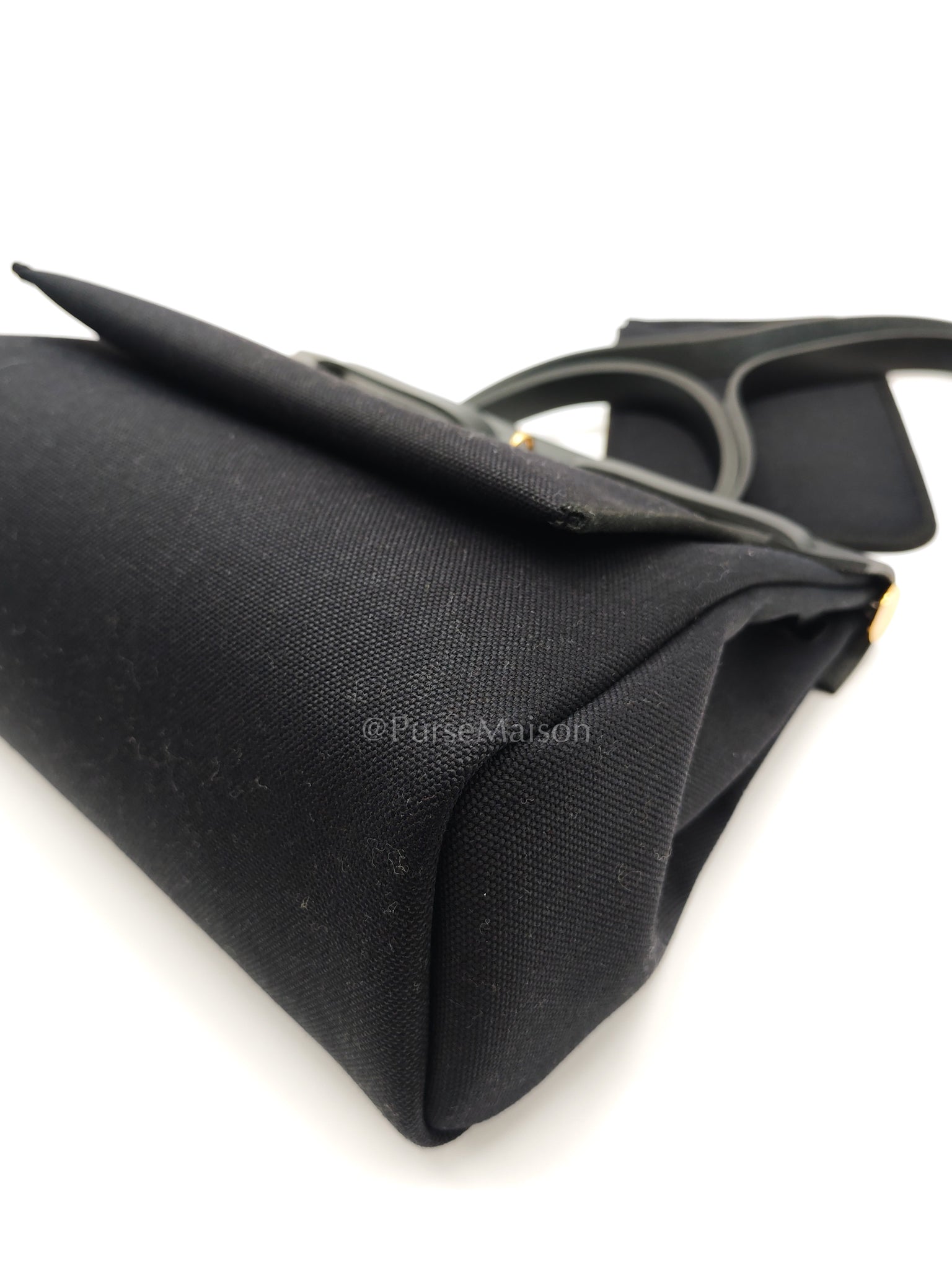 Herbag Zip 31 in Black Military Toile Vache Hunter and Gold Hardware Stamp U (2022) | Purse Maison Luxury Bags Shop