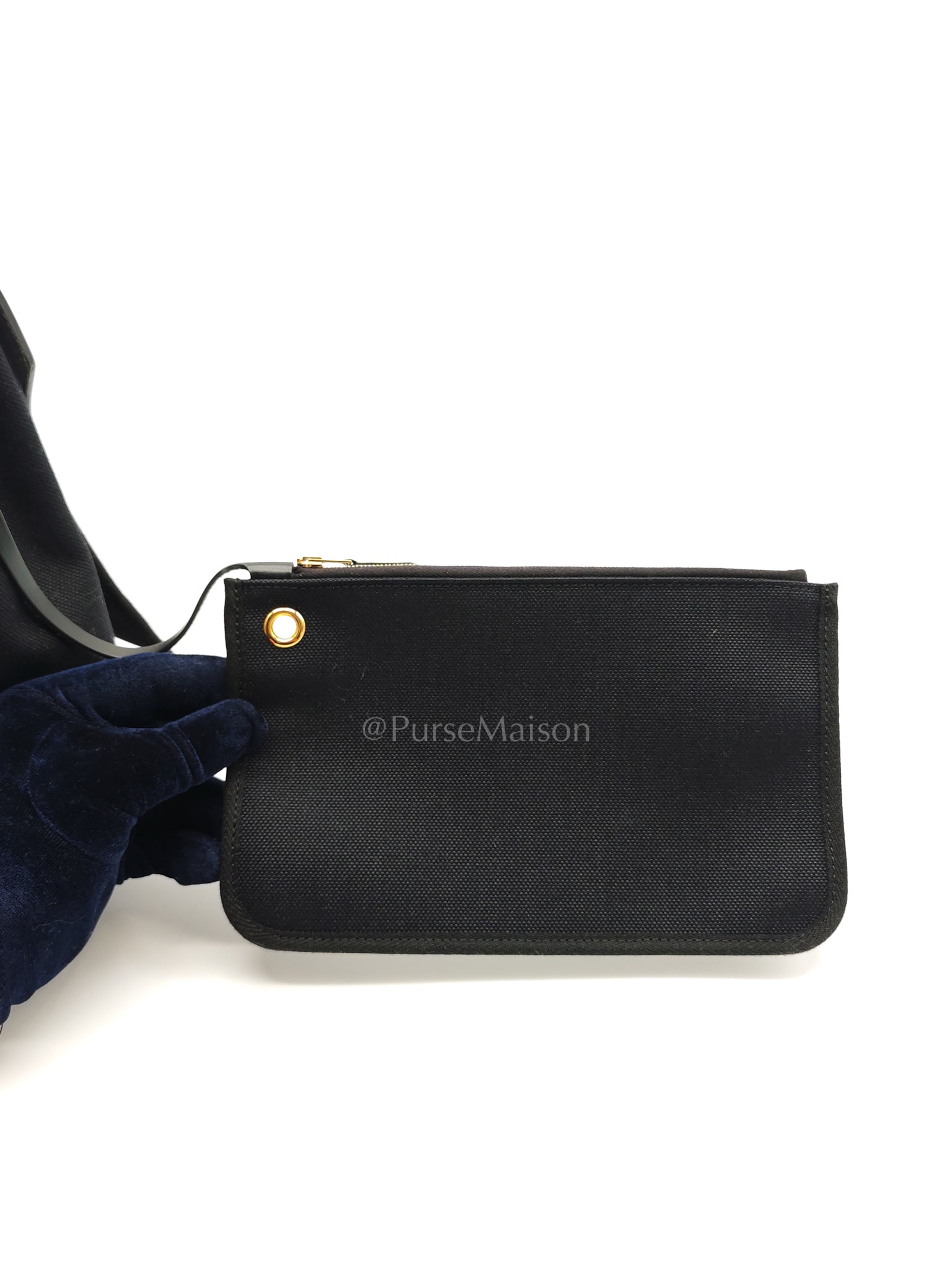 Herbag Zip 31 in Black Military Toile Vache Hunter and Gold Hardware Stamp U (2022) | Purse Maison Luxury Bags Shop