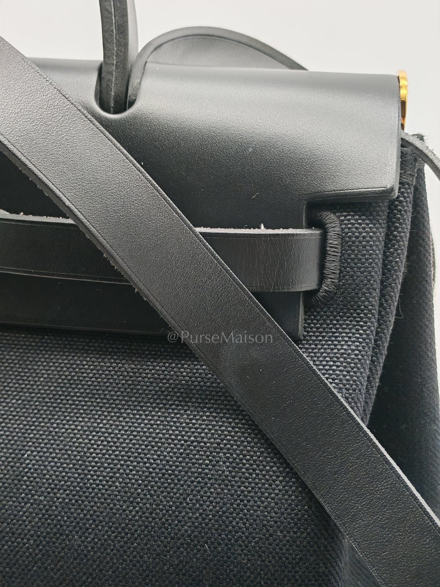 Herbag Zip 31 in Black Military Toile Vache Hunter and Gold Hardware Stamp U (2022) | Purse Maison Luxury Bags Shop