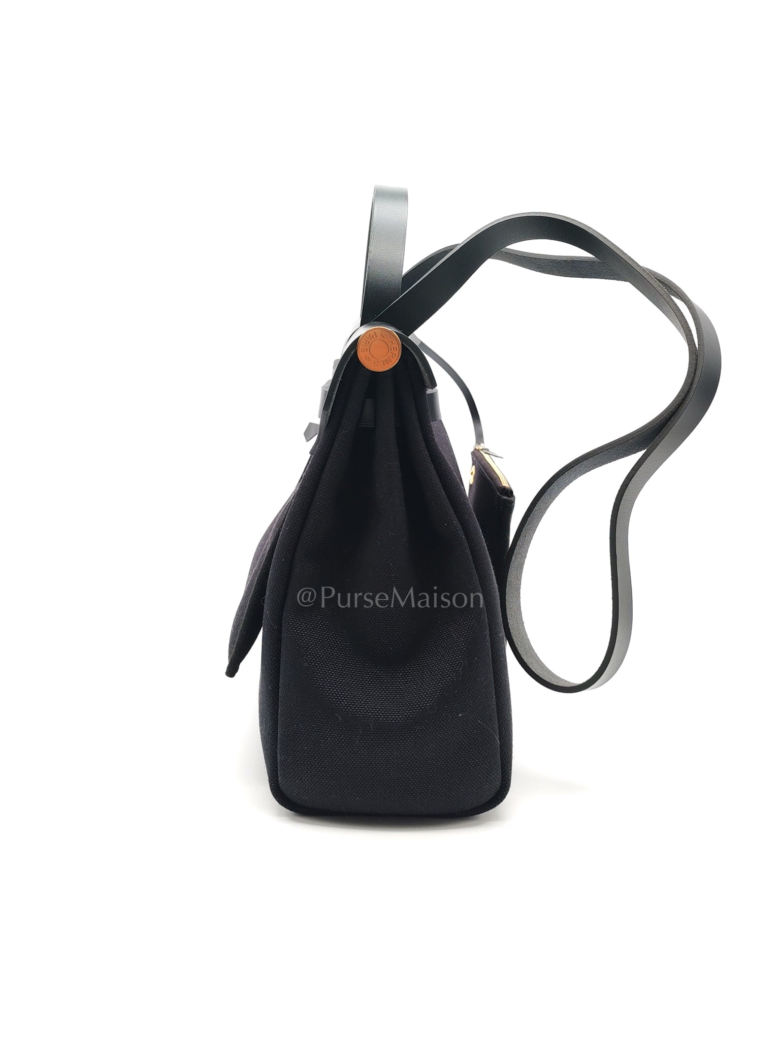 Herbag Zip 31 in Black Military Toile Vache Hunter and Gold Hardware Stamp U (2022) | Purse Maison Luxury Bags Shop