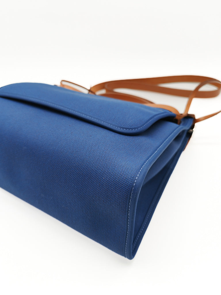 Herbag Zip 31 in Blue Canvas Palladium Hardware Stamp C(2018) | Purse Maison Luxury Bags Shop