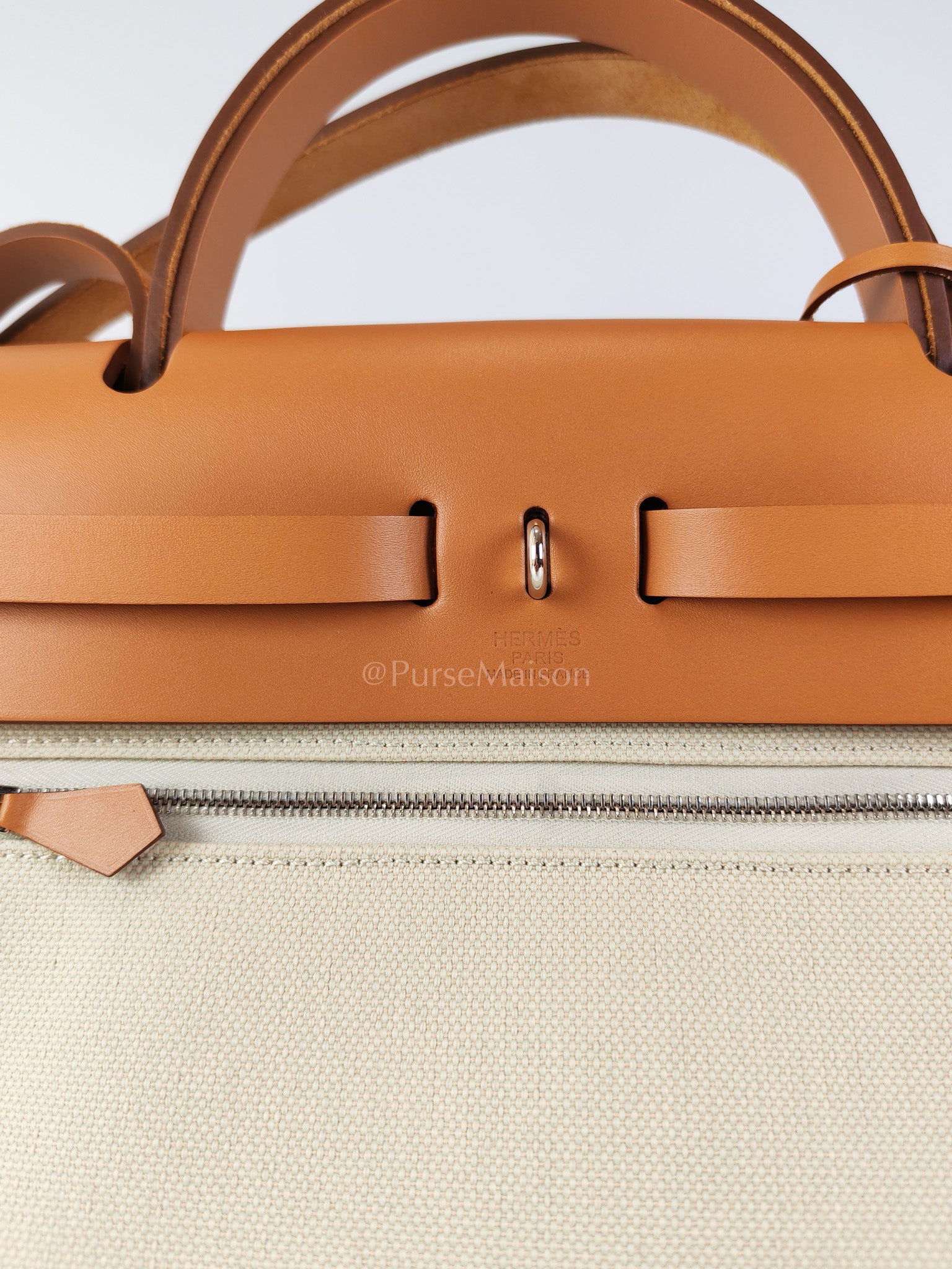 Herbag Zip 31 in Natural Vache and Beton Toile Canvas Palladium Hardware Stamp W(2024) | Purse Maison Luxury Bags Shop