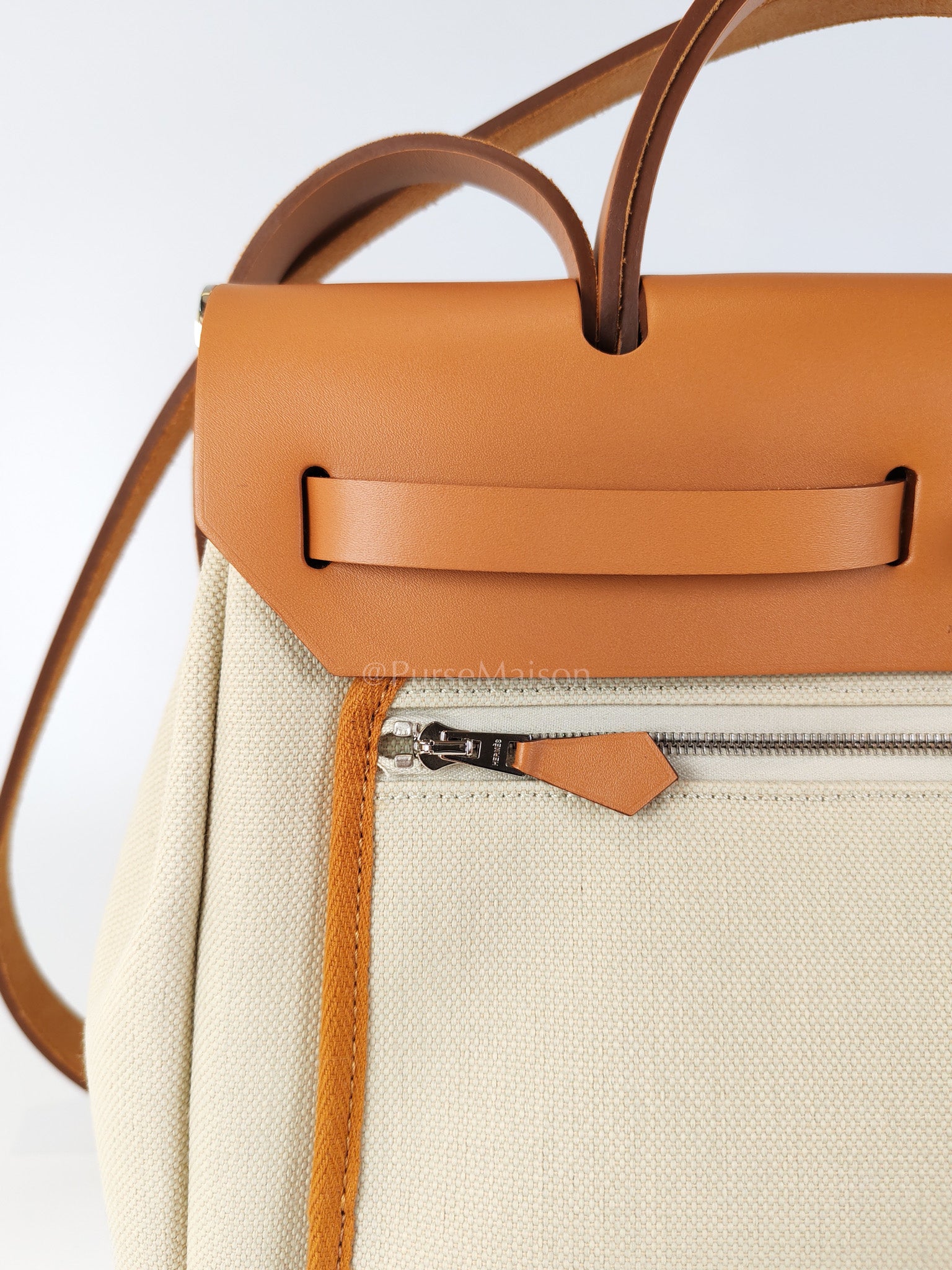 Herbag Zip 31 in Natural Vache and Beton Toile Canvas Palladium Hardware Stamp W(2024) | Purse Maison Luxury Bags Shop