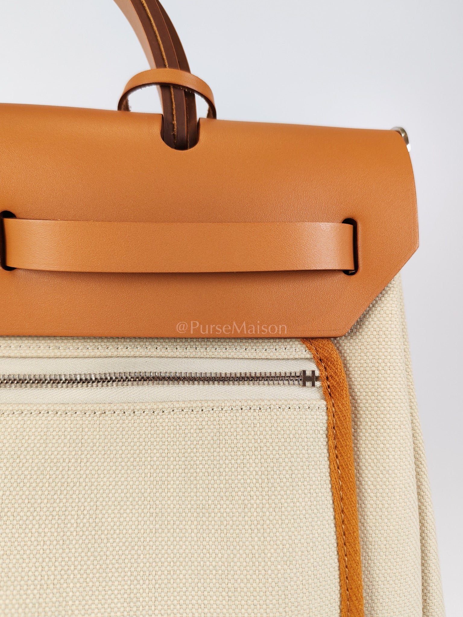Herbag Zip 31 in Natural Vache and Beton Toile Canvas Palladium Hardware Stamp W(2024) | Purse Maison Luxury Bags Shop