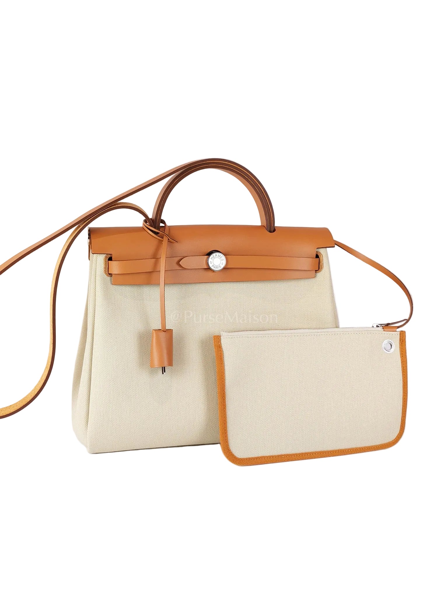 Herbag Zip 31 in Natural Vache and Beton Toile Canvas Palladium Hardware Stamp W(2024) | Purse Maison Luxury Bags Shop