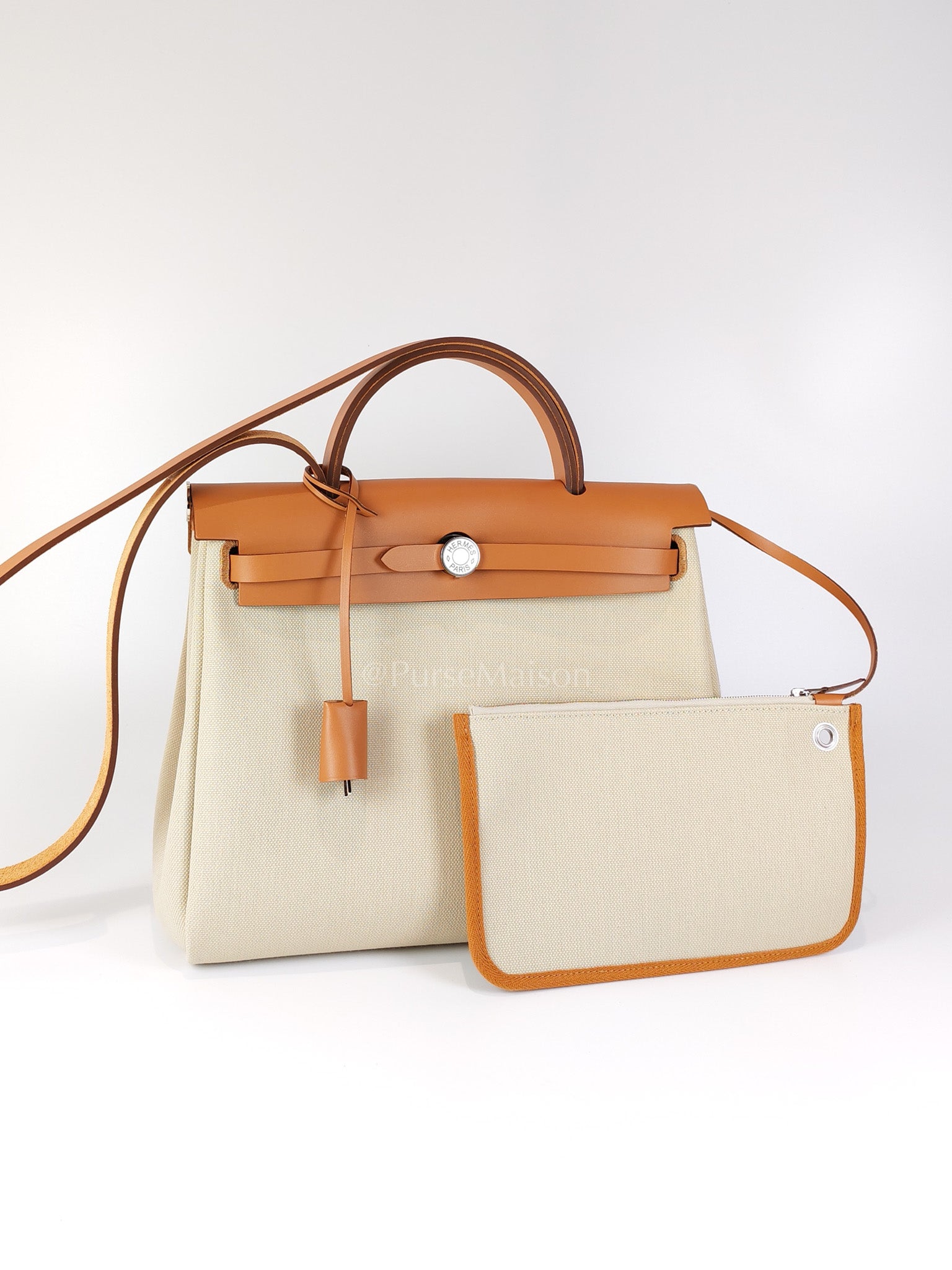 Herbag Zip 31 in Natural Vache and Beton Toile Canvas Palladium Hardware Stamp W(2024) | Purse Maison Luxury Bags Shop