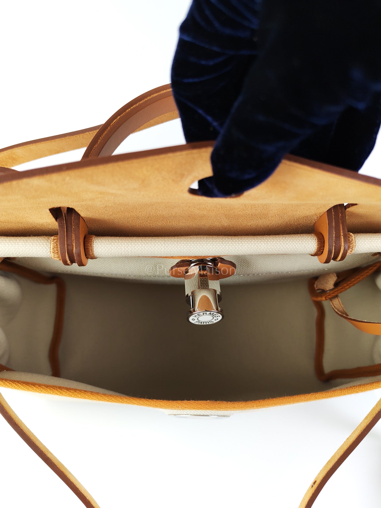 Herbag Zip 31 in Natural Vache and Beton Toile Canvas Palladium Hardware Stamp W(2024) | Purse Maison Luxury Bags Shop