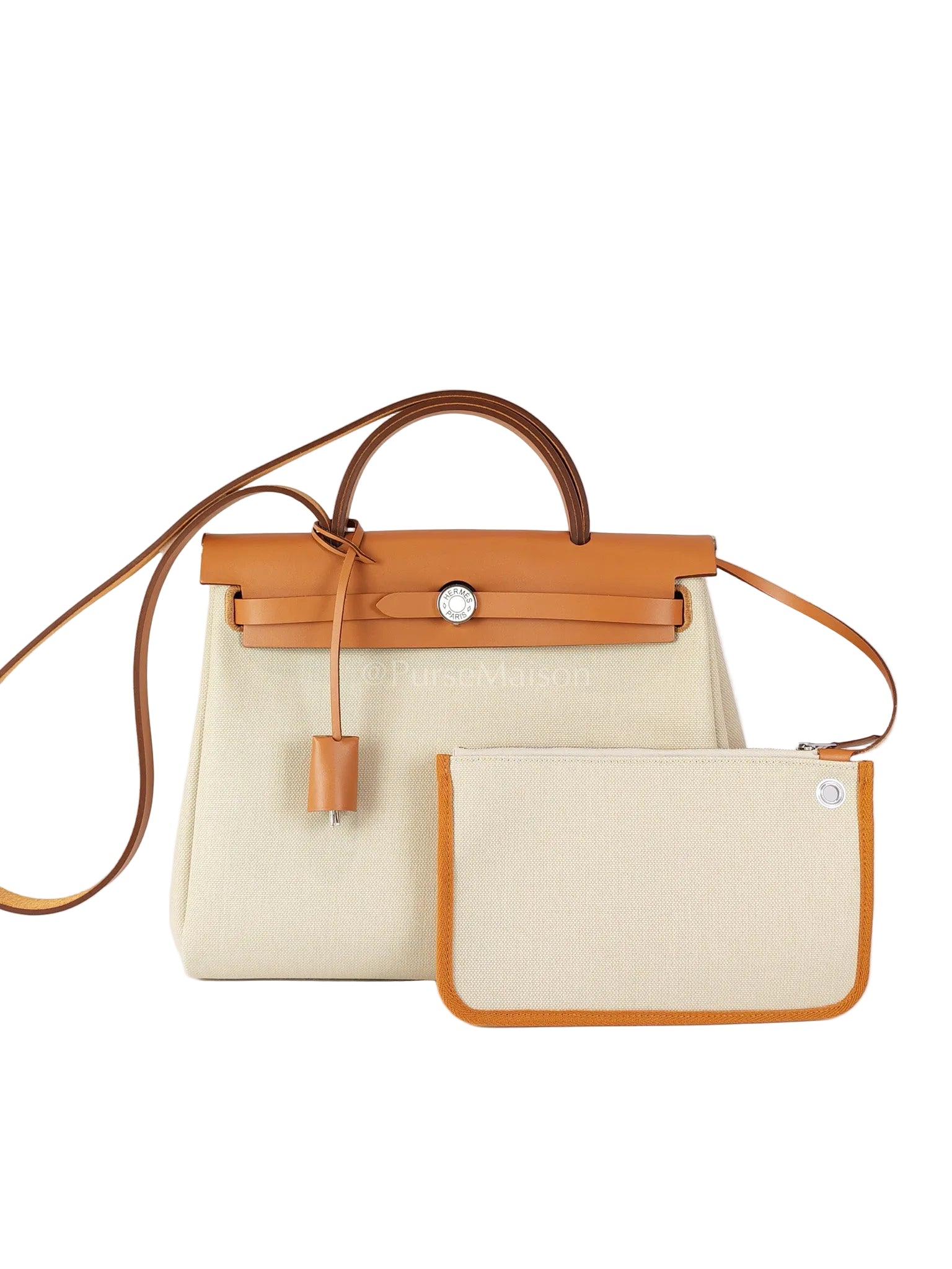 Herbag Zip 31 in Natural Vache and Beton Toile Canvas Palladium Hardware Stamp W(2024) | Purse Maison Luxury Bags Shop