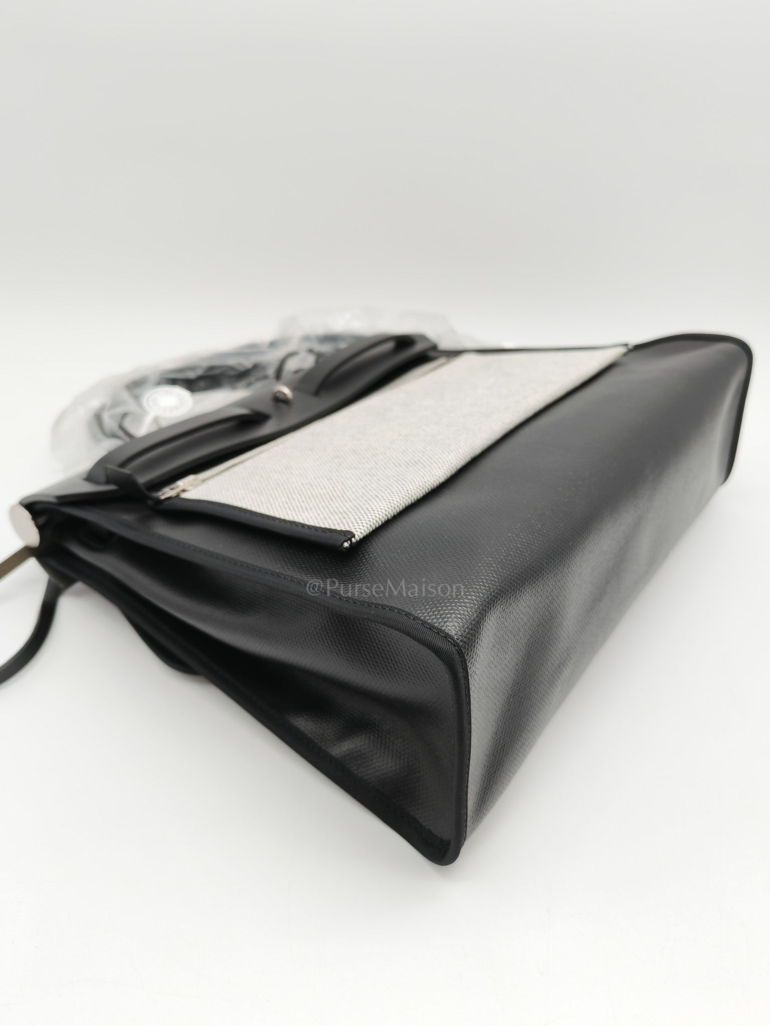 Herbag Zip 31 in Noir/Black Ecru Toile H Berline Vache Hunter Palladium Hardware Stamp K(2025) | Purse Maison Luxury Bags Shop