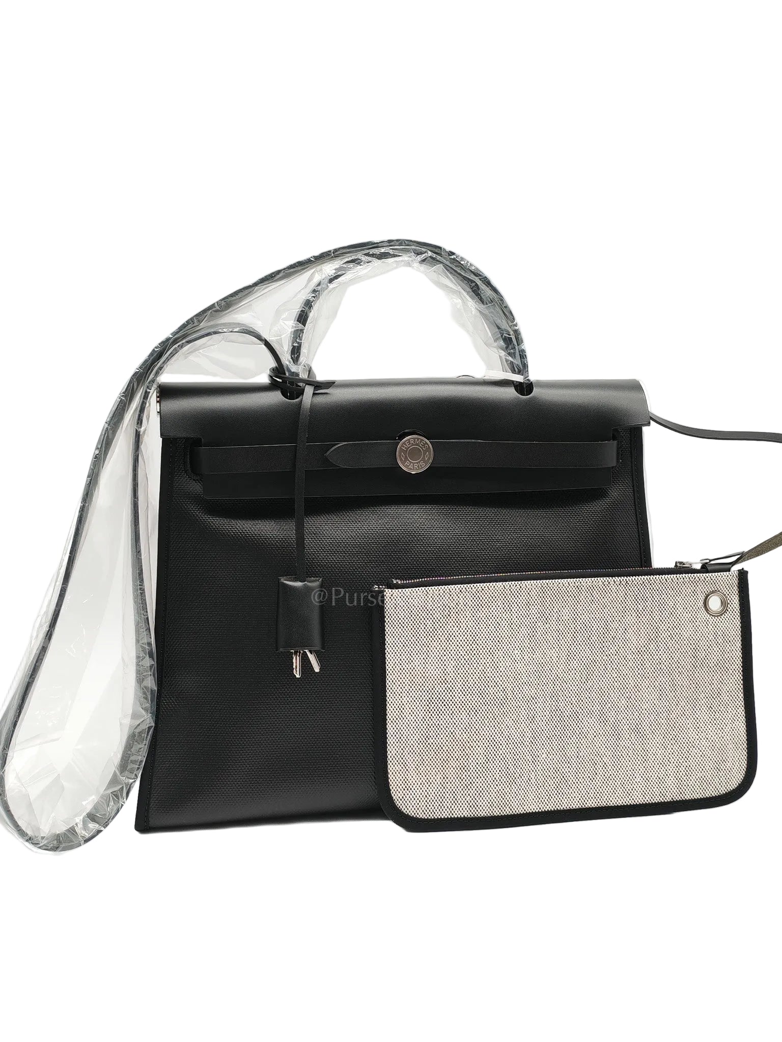 Herbag Zip 31 in Noir/Black Ecru Toile H Berline Vache Hunter Palladium Hardware Stamp K(2025) | Purse Maison Luxury Bags Shop