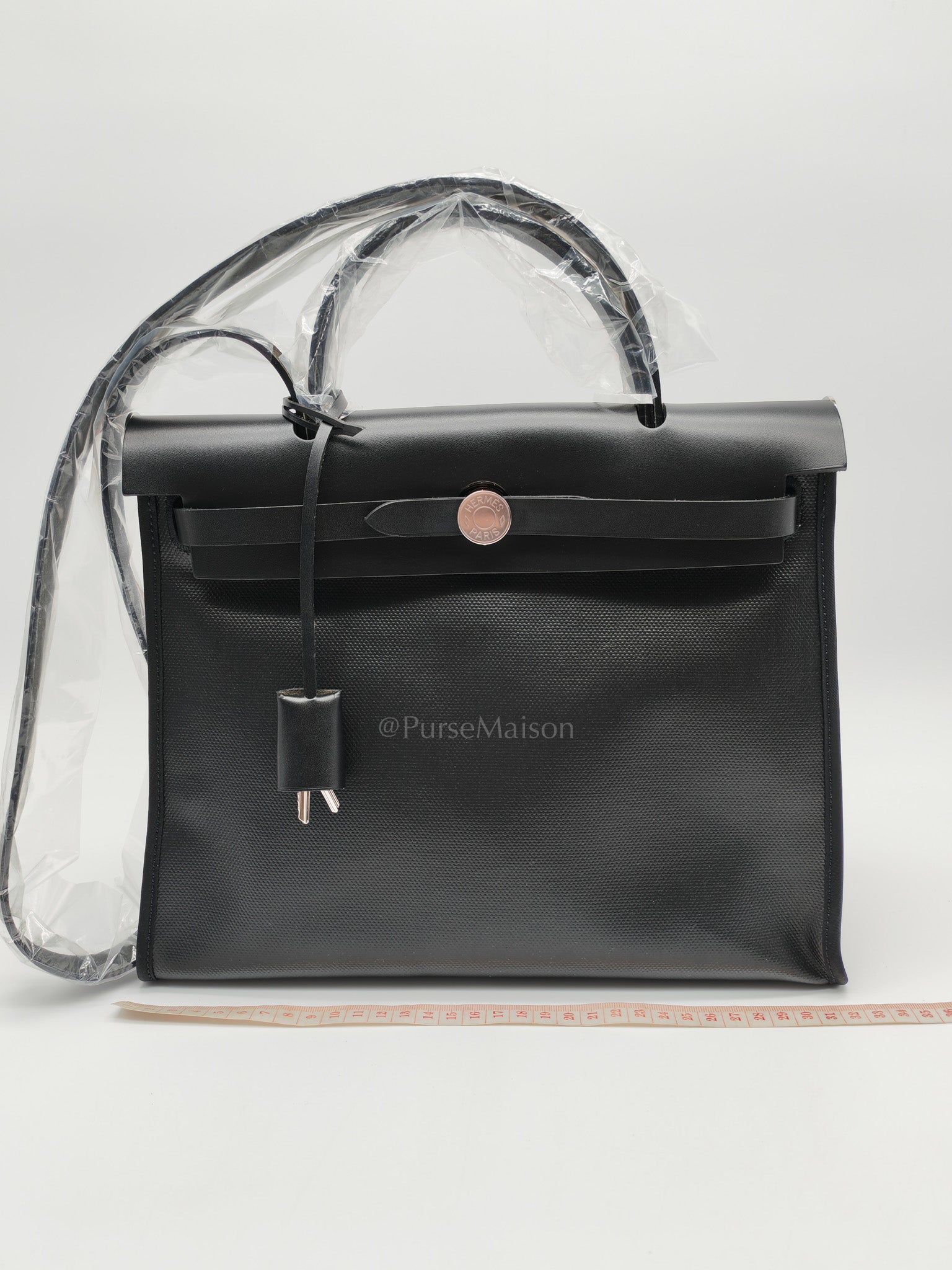 Herbag Zip 31 in Noir/Black Ecru Toile H Berline Vache Hunter Palladium Hardware Stamp K(2025) | Purse Maison Luxury Bags Shop
