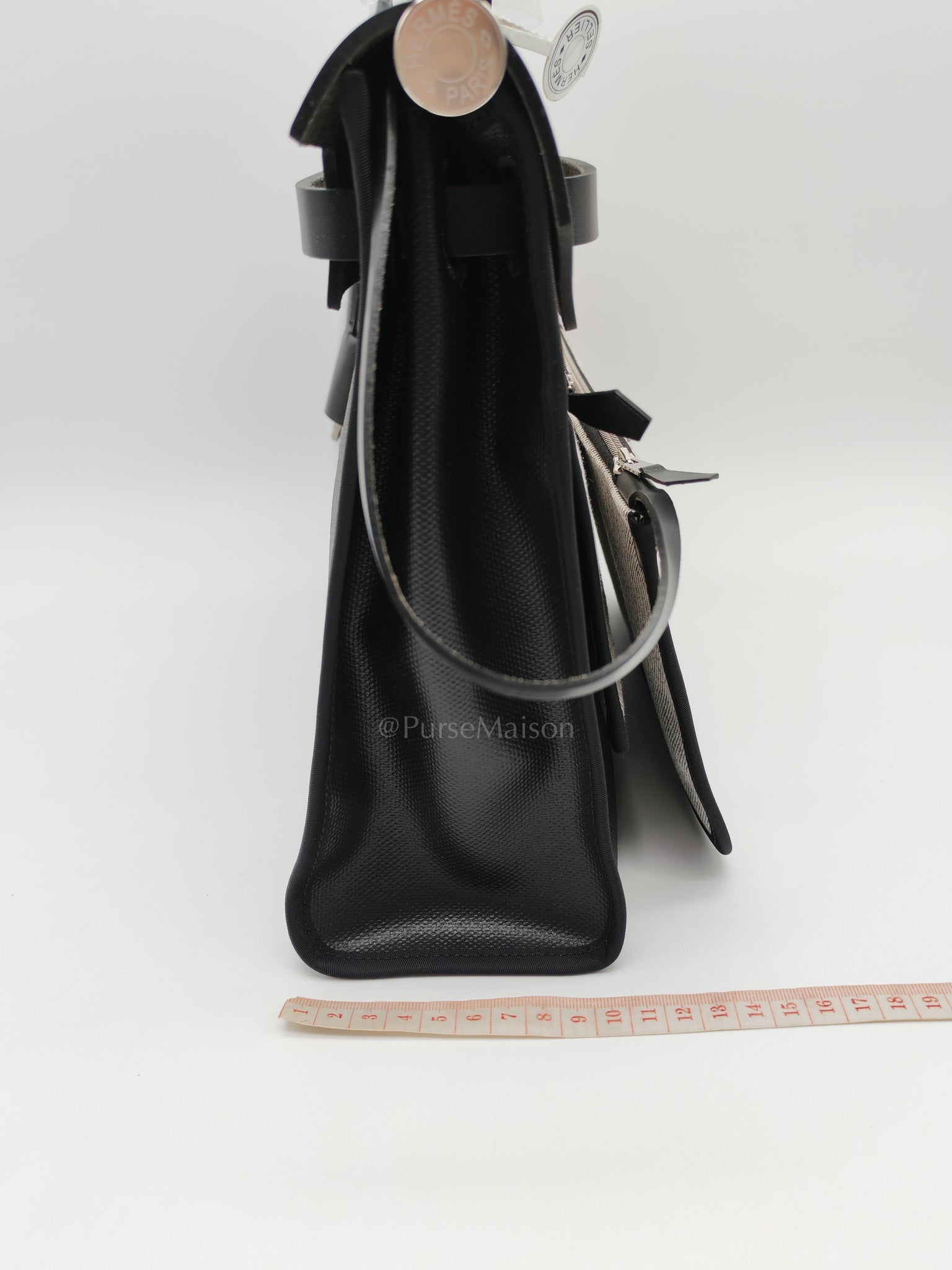 Herbag Zip 31 in Noir/Black Ecru Toile H Berline Vache Hunter Palladium Hardware Stamp K(2025) | Purse Maison Luxury Bags Shop