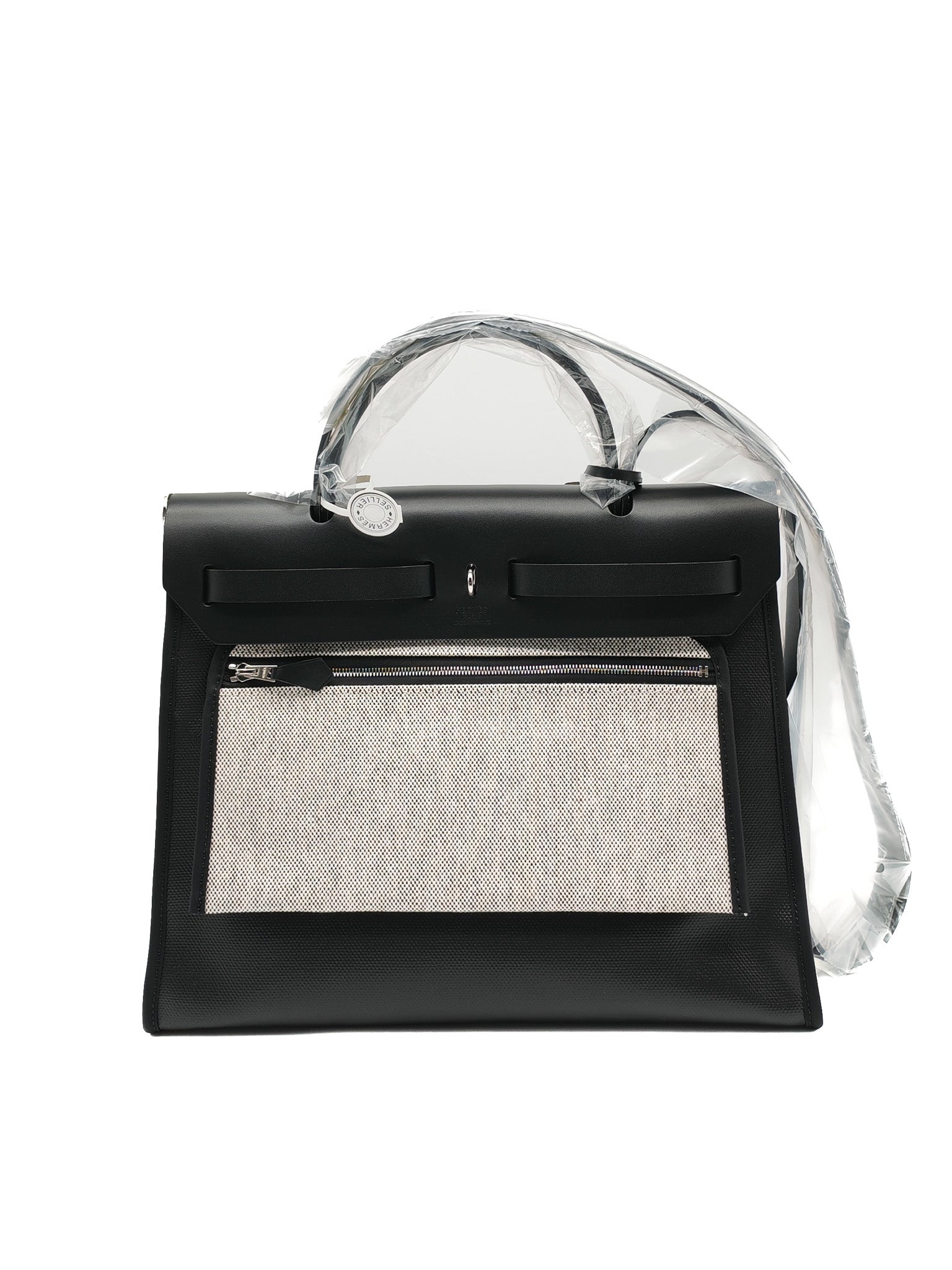 Herbag Zip 31 in Noir/Black Ecru Toile H Berline Vache Hunter Palladium Hardware Stamp K(2025) | Purse Maison Luxury Bags Shop