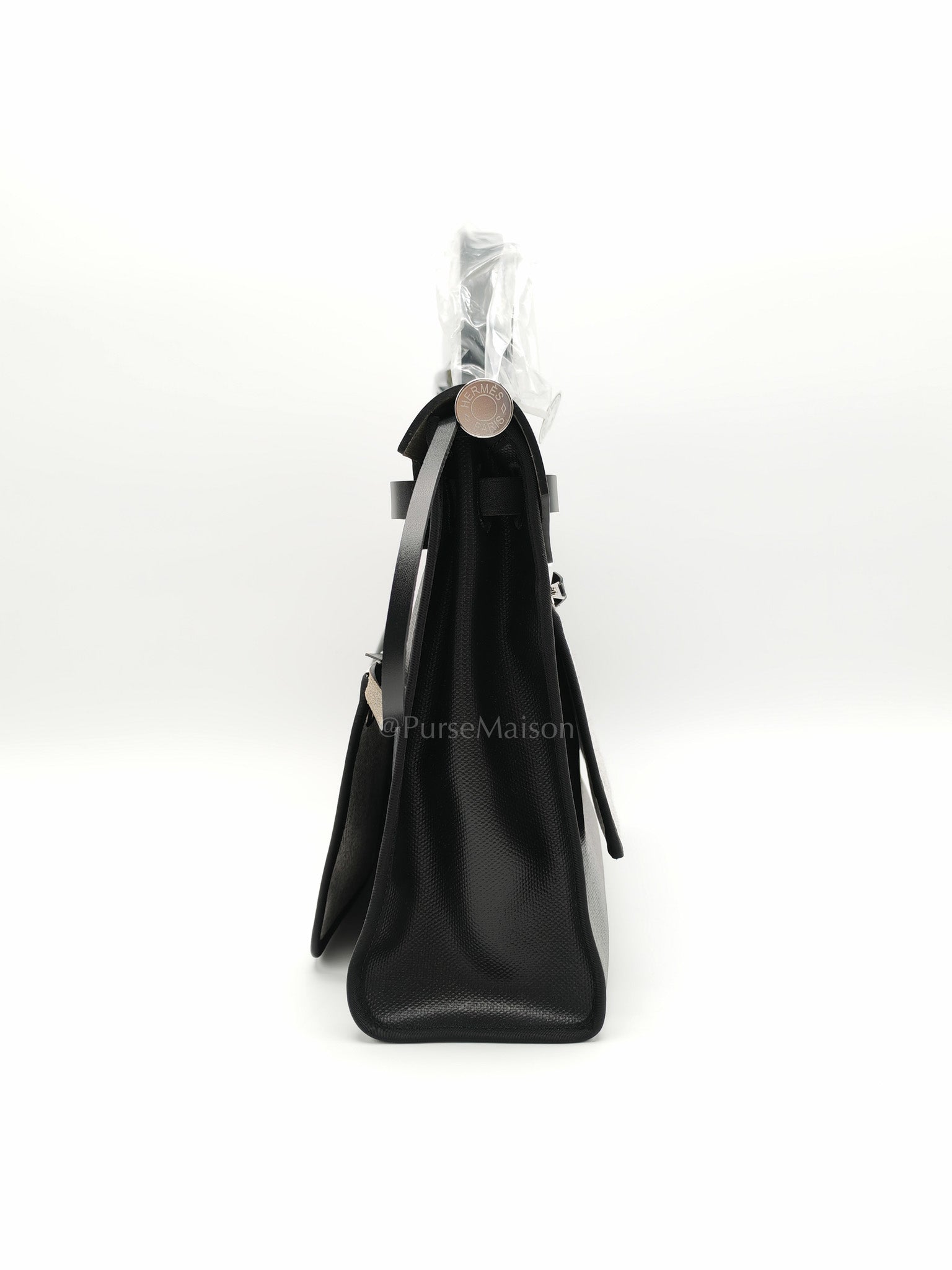 Herbag Zip 31 in Noir/Black Ecru Toile H Berline Vache Hunter Palladium Hardware Stamp K(2025) | Purse Maison Luxury Bags Shop