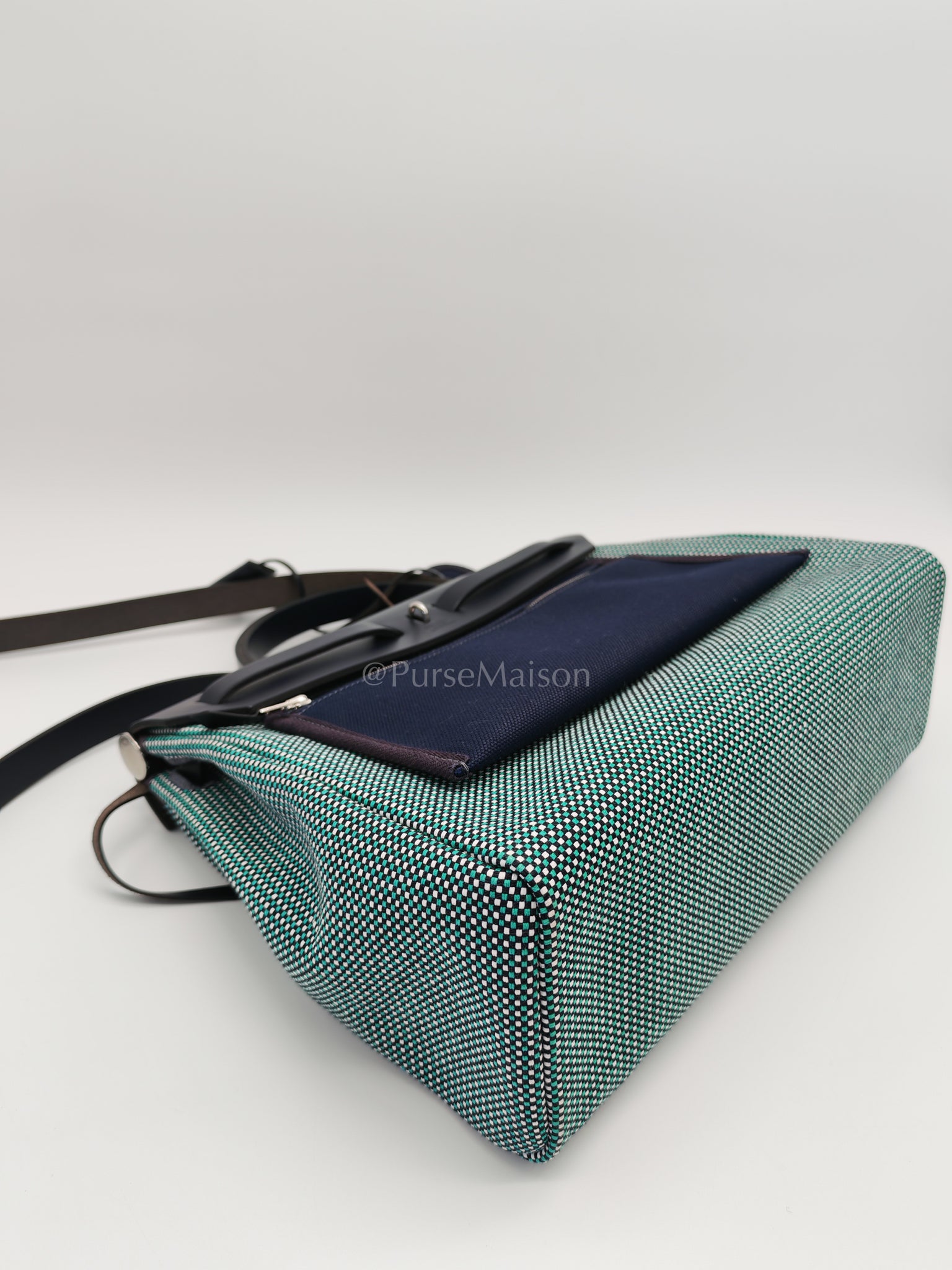 Herbag Zip 31 Quadrille Blue Sapphire/Menthe Criss Viking Canvas in Palladium Hardware Stamp Z (2021) | Purse Maison Luxury Bags Shop