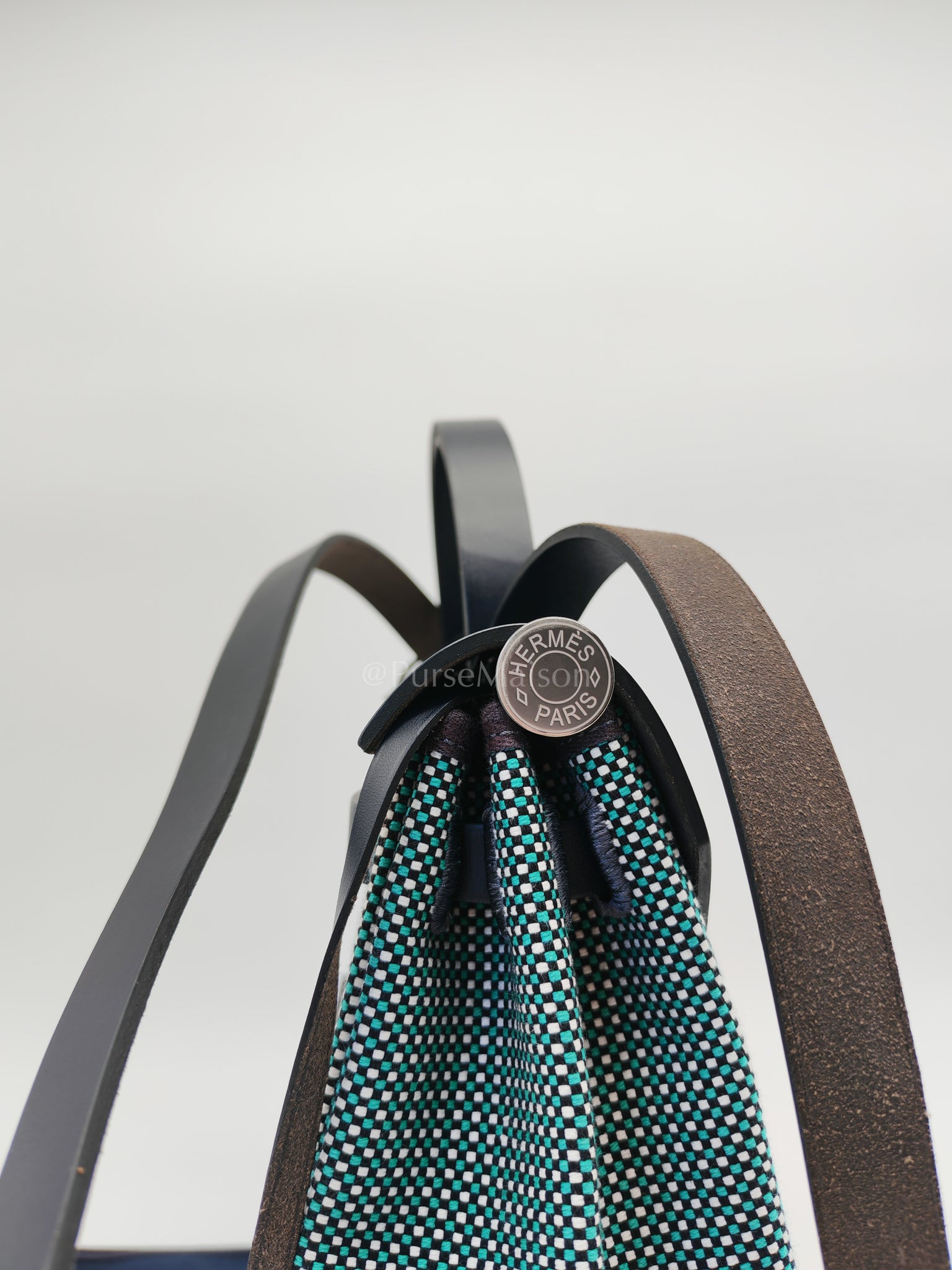 Herbag Zip 31 Quadrille Blue Sapphire/Menthe Criss Viking Canvas in Palladium Hardware Stamp Z (2021) | Purse Maison Luxury Bags Shop