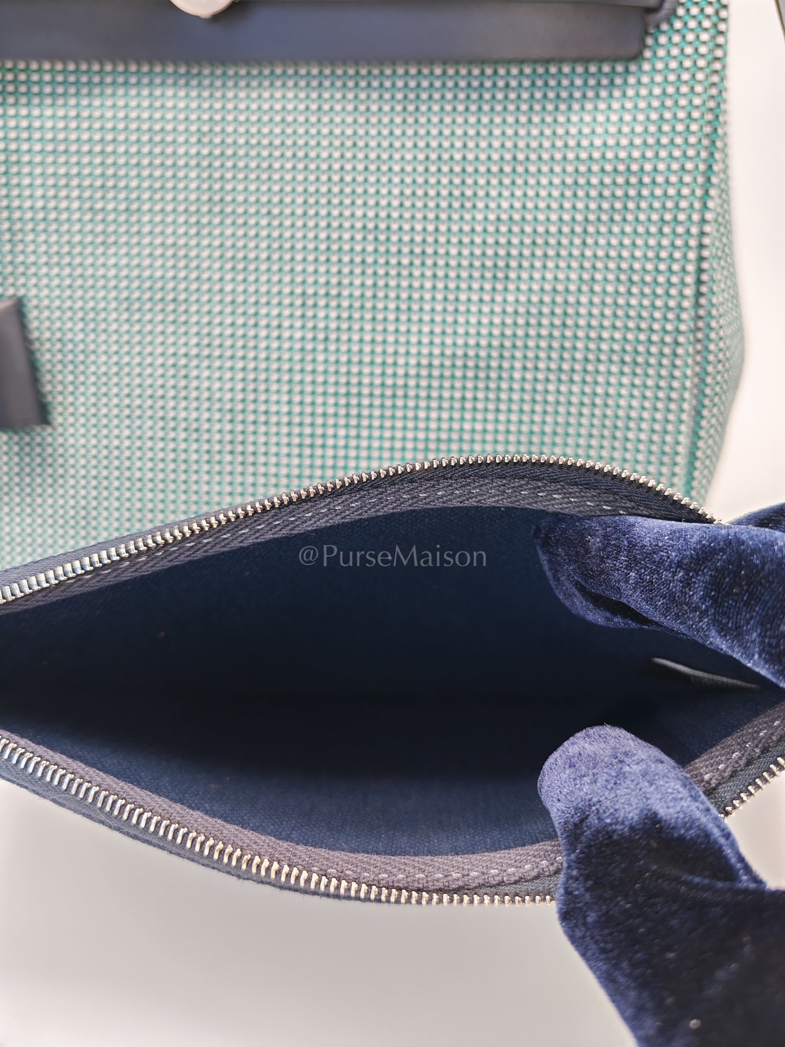 Herbag Zip 31 Quadrille Blue Sapphire/Menthe Criss Viking Canvas in Palladium Hardware Stamp Z (2021) | Purse Maison Luxury Bags Shop
