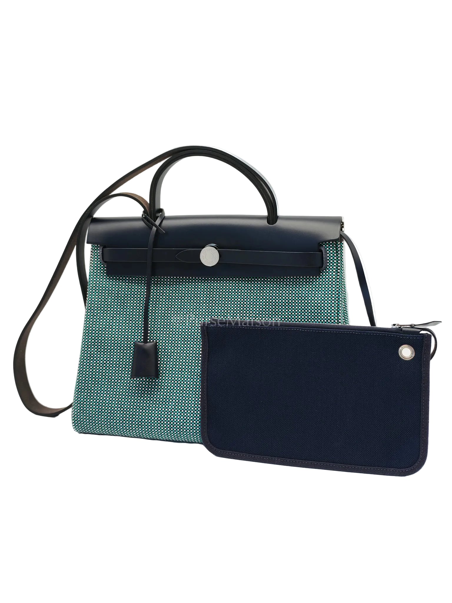 Herbag Zip 31 Quadrille Blue Sapphire/Menthe Criss Viking Canvas in Palladium Hardware Stamp Z (2021) | Purse Maison Luxury Bags Shop