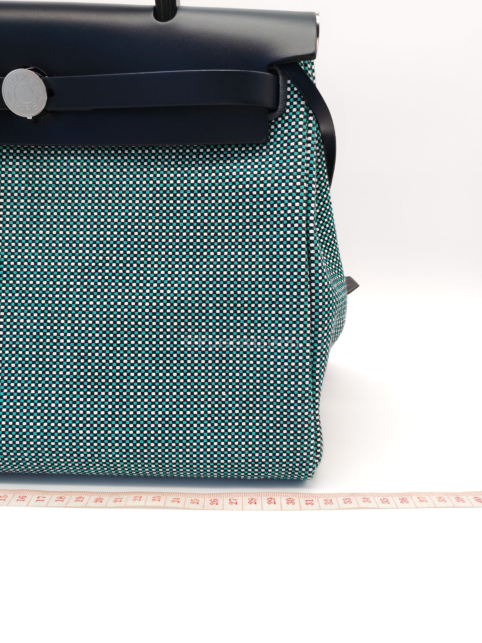 Herbag Zip 31 Quadrille Blue Sapphire/Menthe Criss Viking Canvas in Palladium Hardware Stamp Z (2021) | Purse Maison Luxury Bags Shop