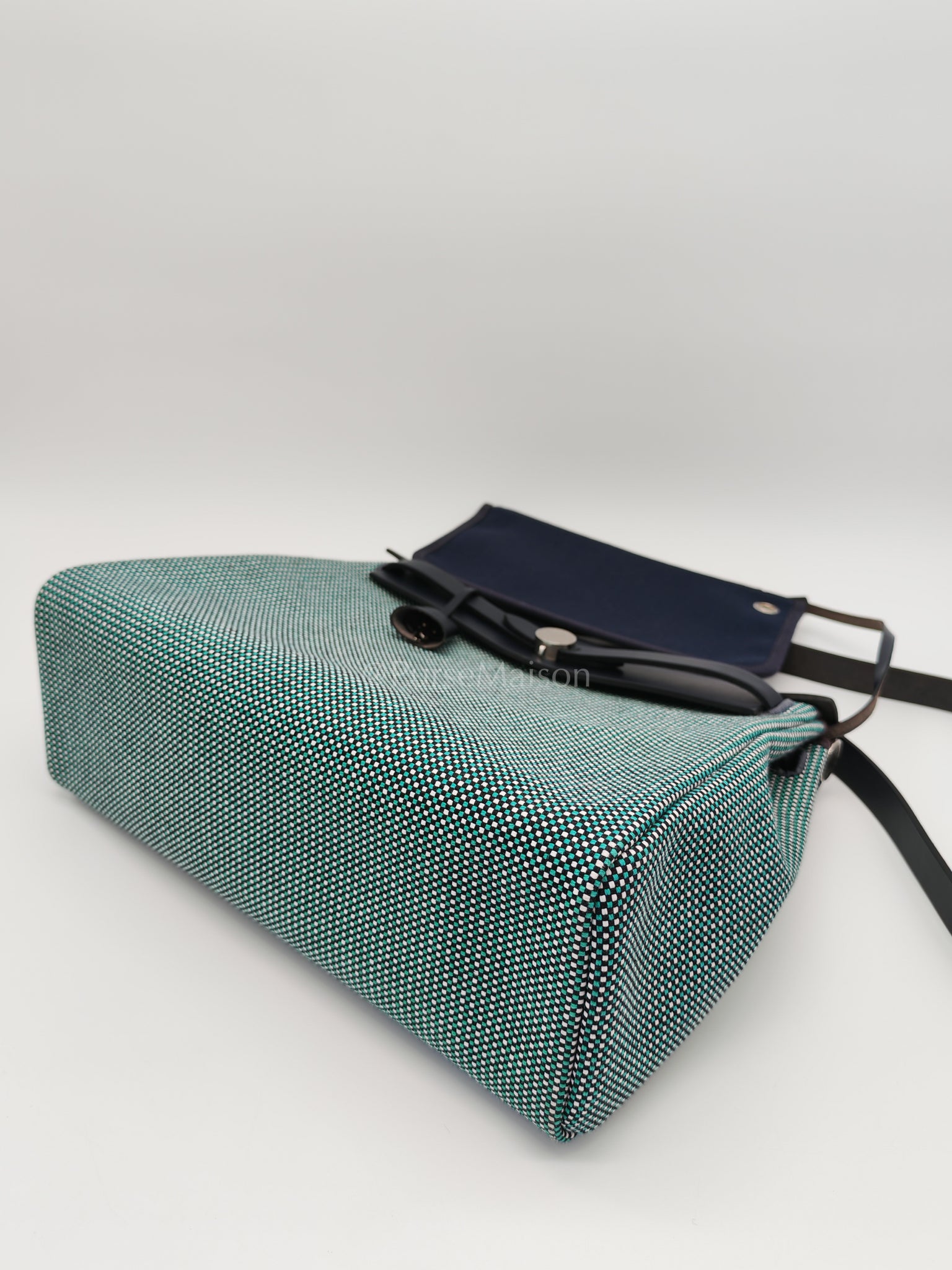 Herbag Zip 31 Quadrille Blue Sapphire/Menthe Criss Viking Canvas in Palladium Hardware Stamp Z (2021) | Purse Maison Luxury Bags Shop