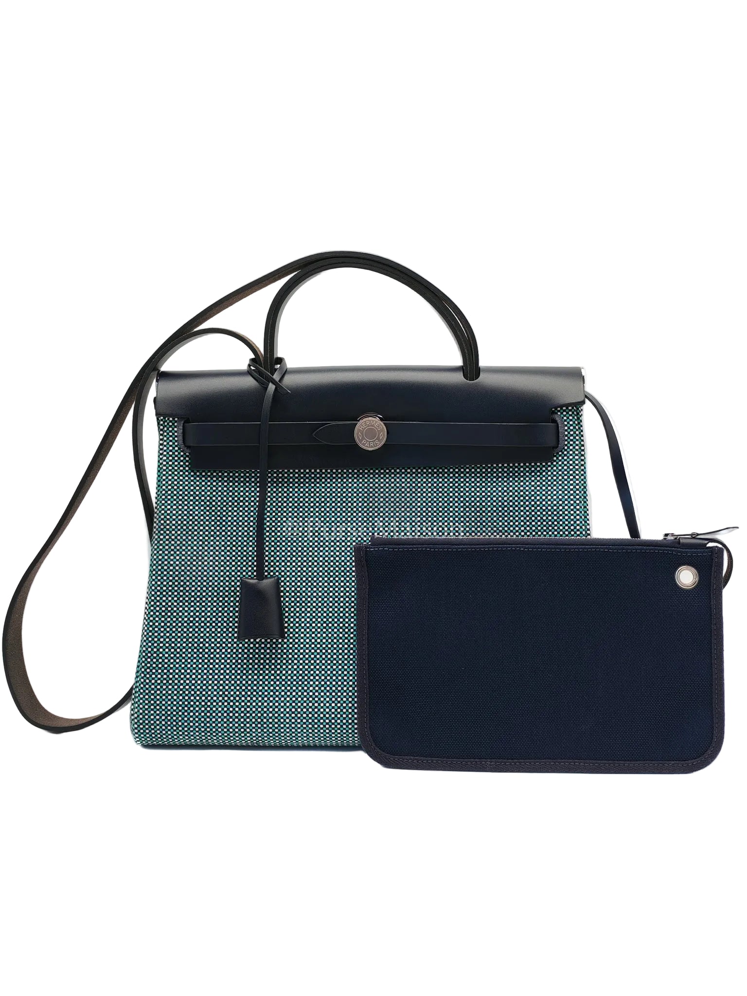 Herbag Zip 31 Quadrille Blue Sapphire/Menthe Criss Viking Canvas in Palladium Hardware Stamp Z (2021) | Purse Maison Luxury Bags Shop