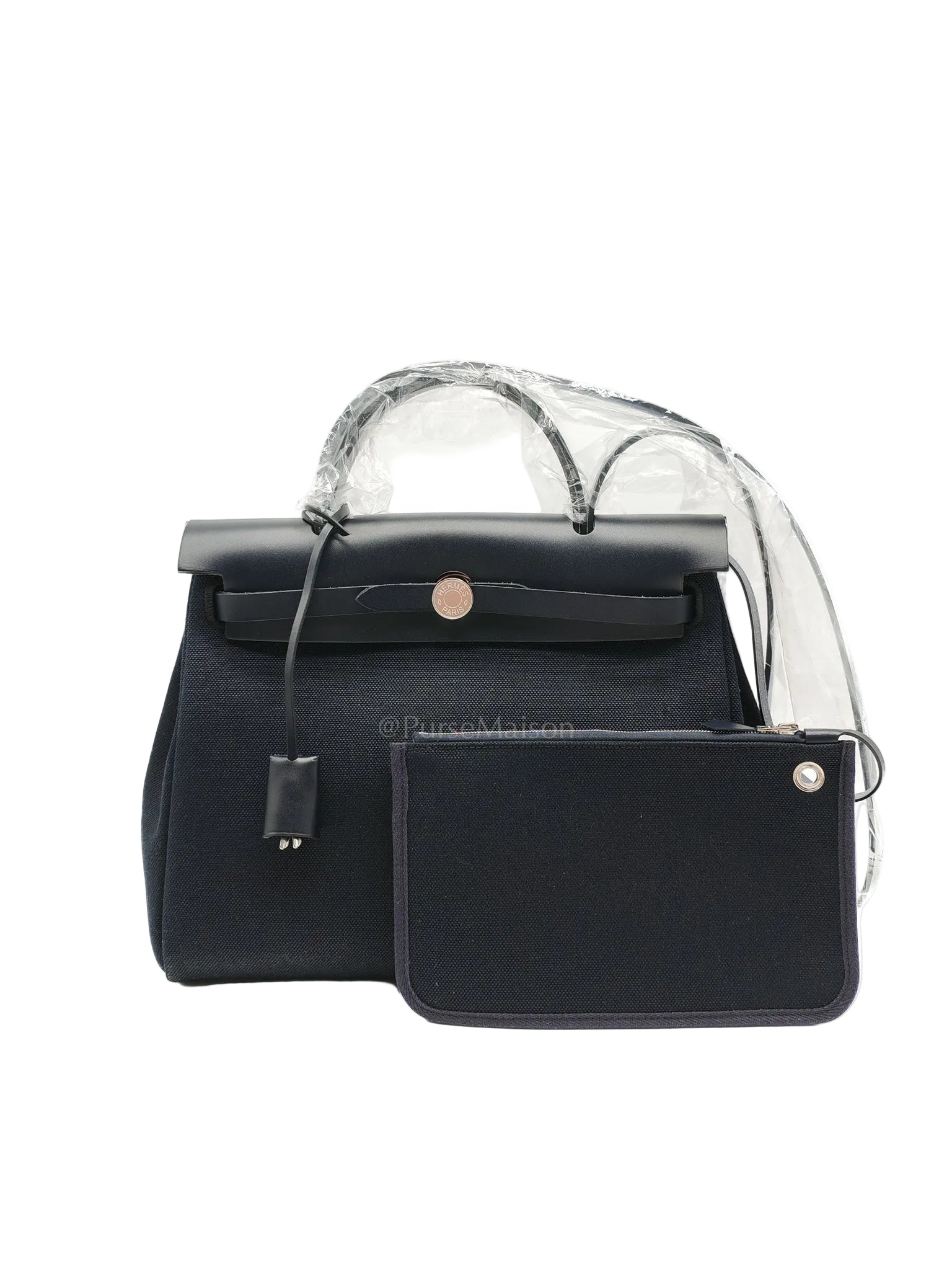 Herbag Zip 31 Toile Militaire/Vache Hunter Blue Indigo in Palladium Hardware Stamp G(2026) | Purse Maison Luxury Bags Shop