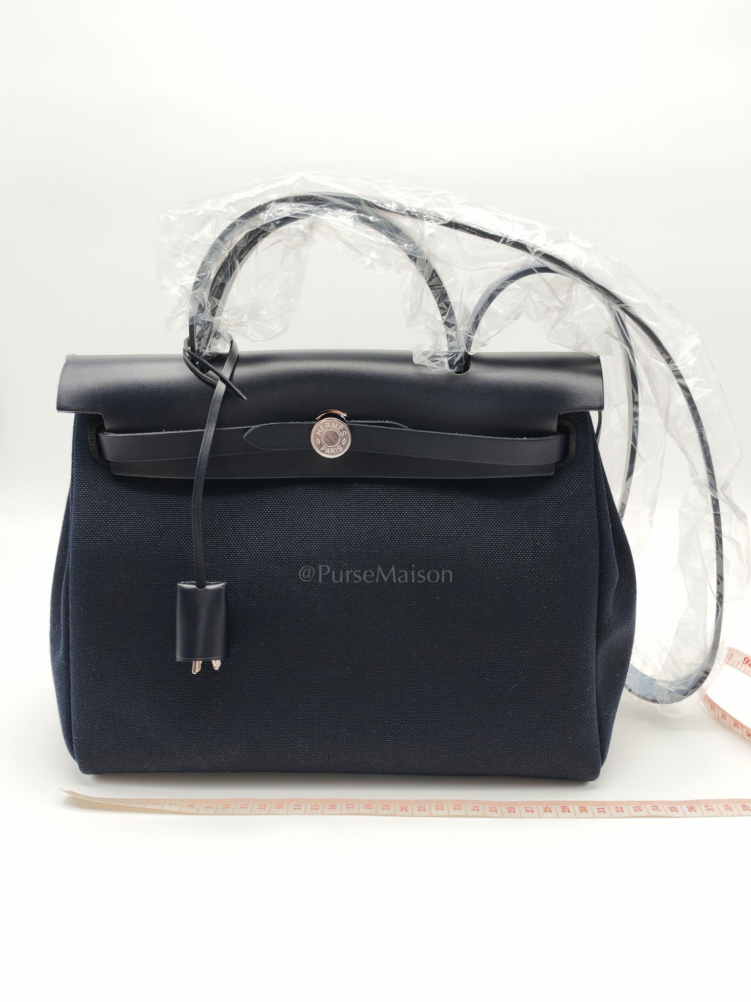 Herbag Zip 31 Toile Militaire/Vache Hunter Blue Indigo in Palladium Hardware Stamp G(2026) | Purse Maison Luxury Bags Shop