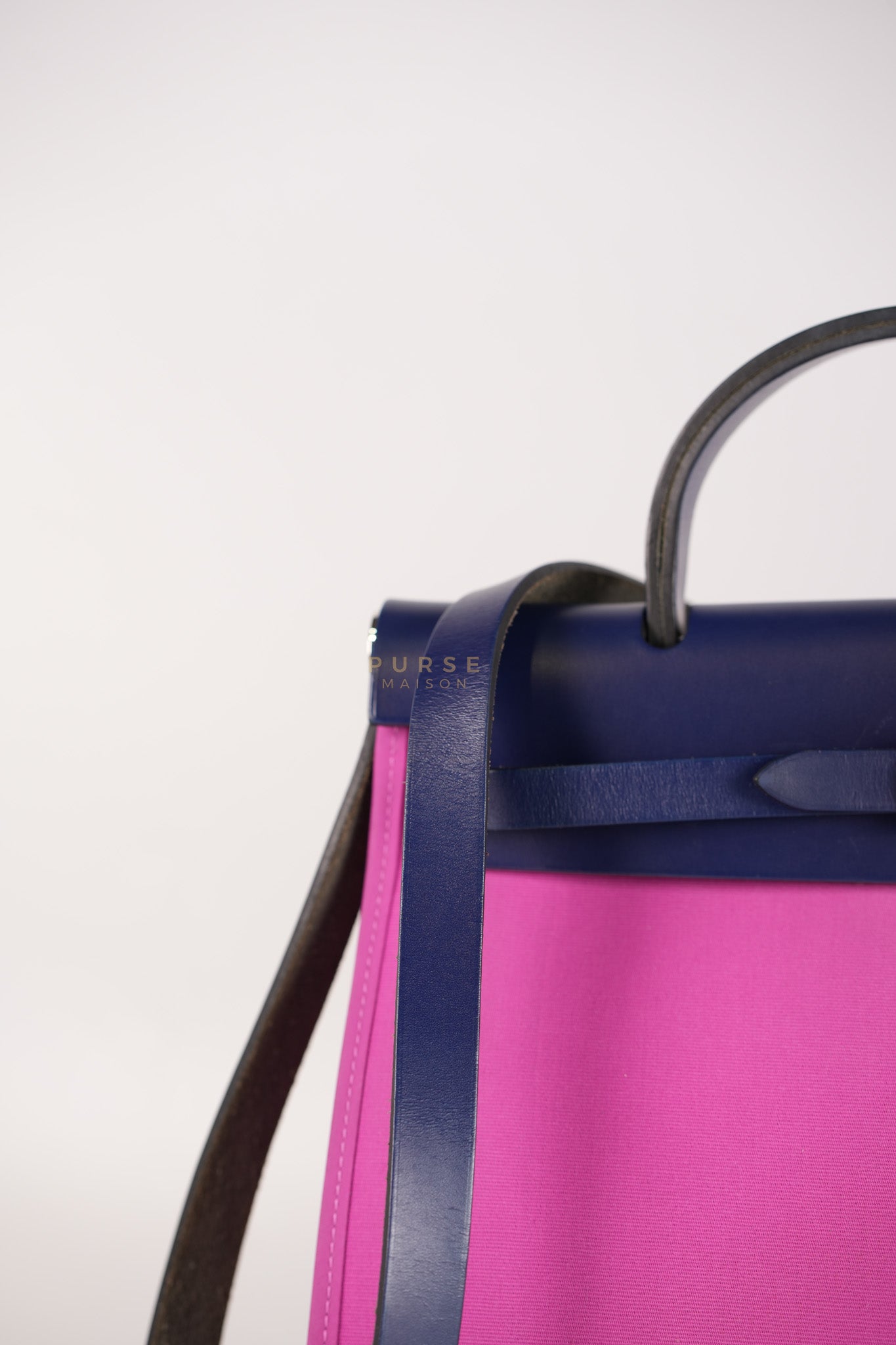 Herbag Zip 31 Vache Hunter Toile Officier Magnolia/Bleu Saphir and Palladium Hardware Stamp Y (2020) | Purse Maison Luxury Bags Shop