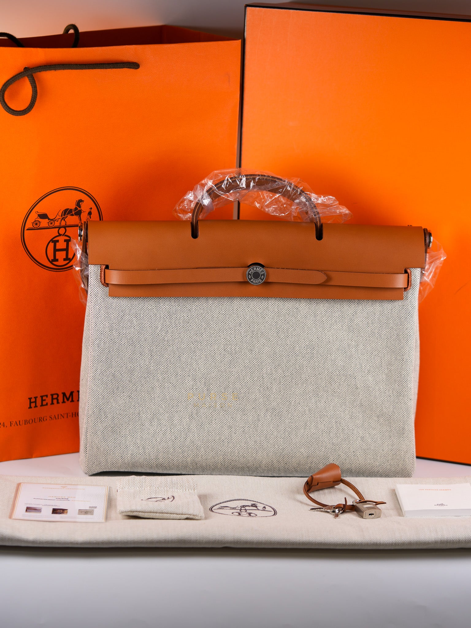 Herbag Zip 39 Beige Palladium Hardware Stamp W(2024) | Purse Maison Luxury Bags Shop