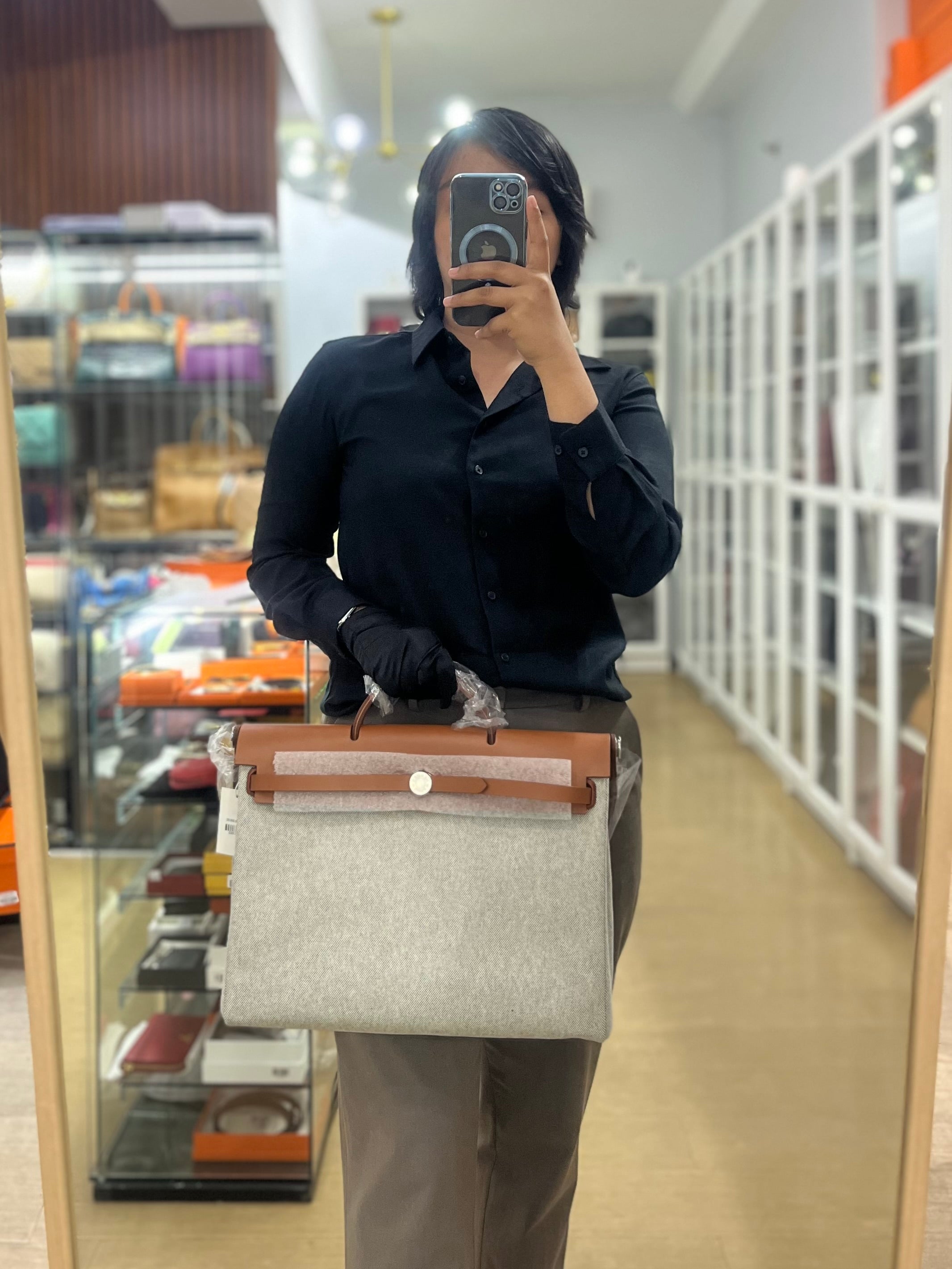 Herbag Zip 39 Beige Palladium Hardware Stamp W(2024) | Purse Maison Luxury Bags Shop