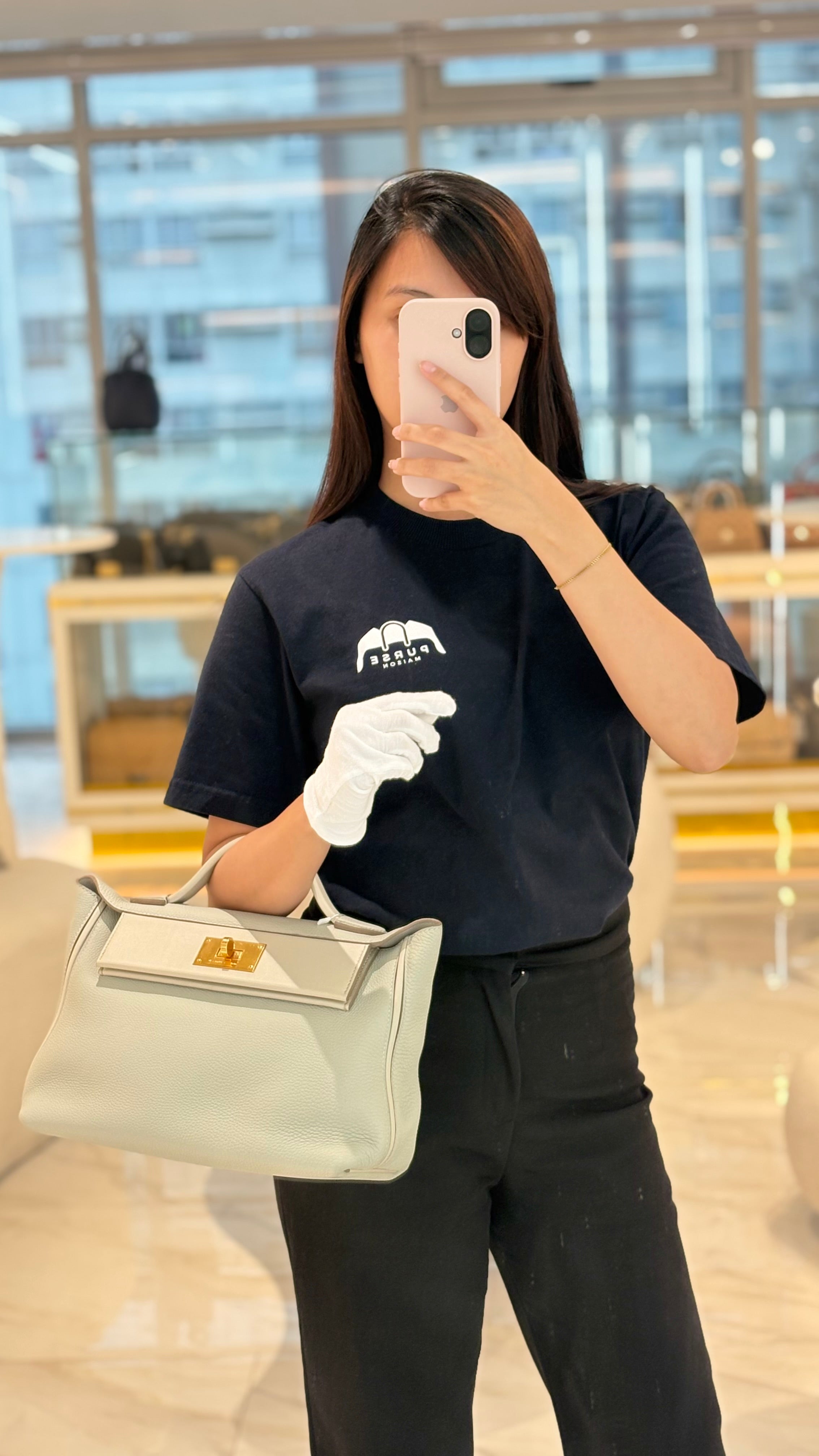24/24 29 Bag in Gris Perle and Beton Togo Leather & Gold Hardware Stamp Y (2020) | Purse Maison Luxury Bags Shop