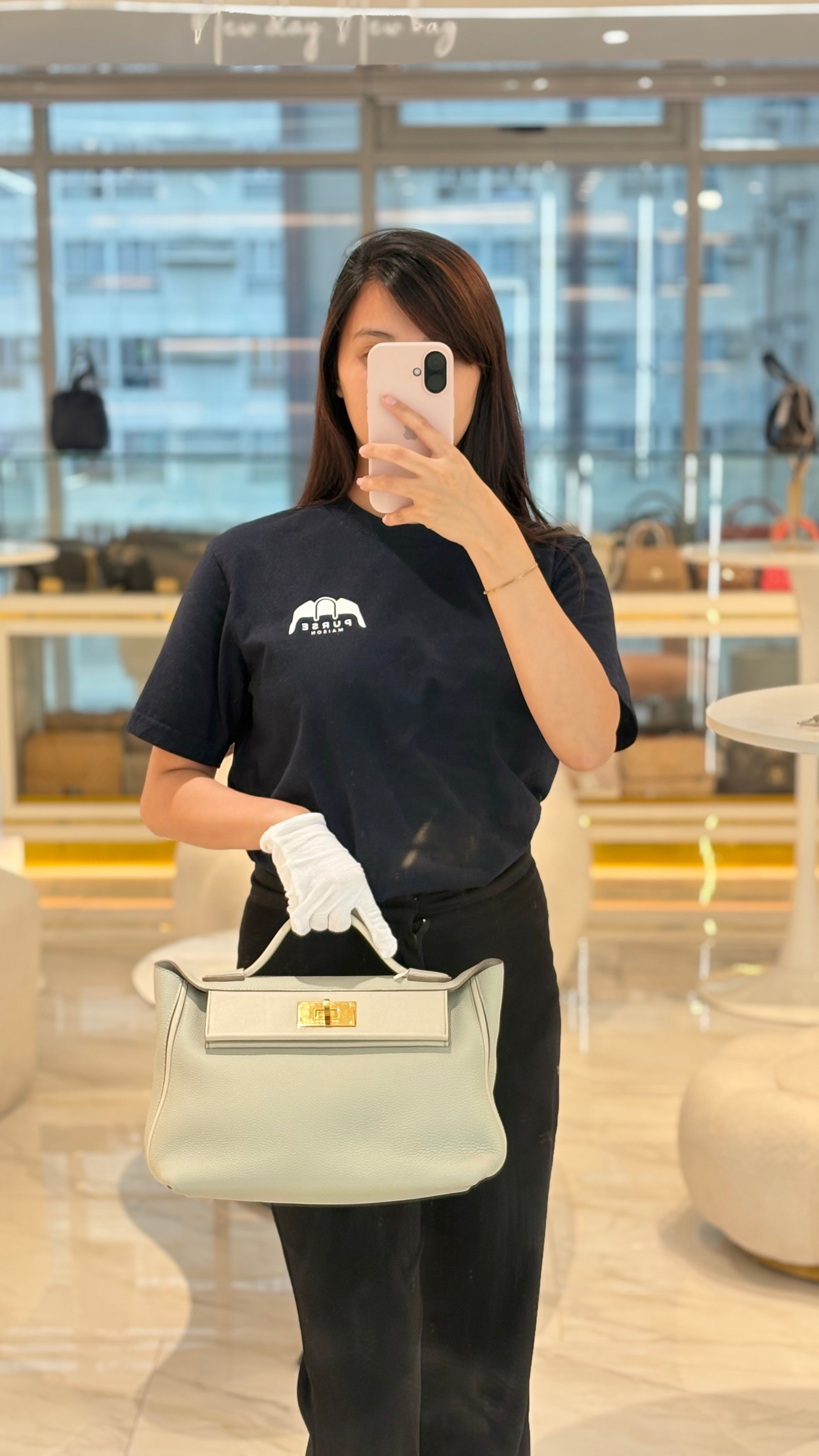 24/24 29 Bag in Gris Perle and Beton Togo Leather & Gold Hardware Stamp Y (2020) | Purse Maison Luxury Bags Shop