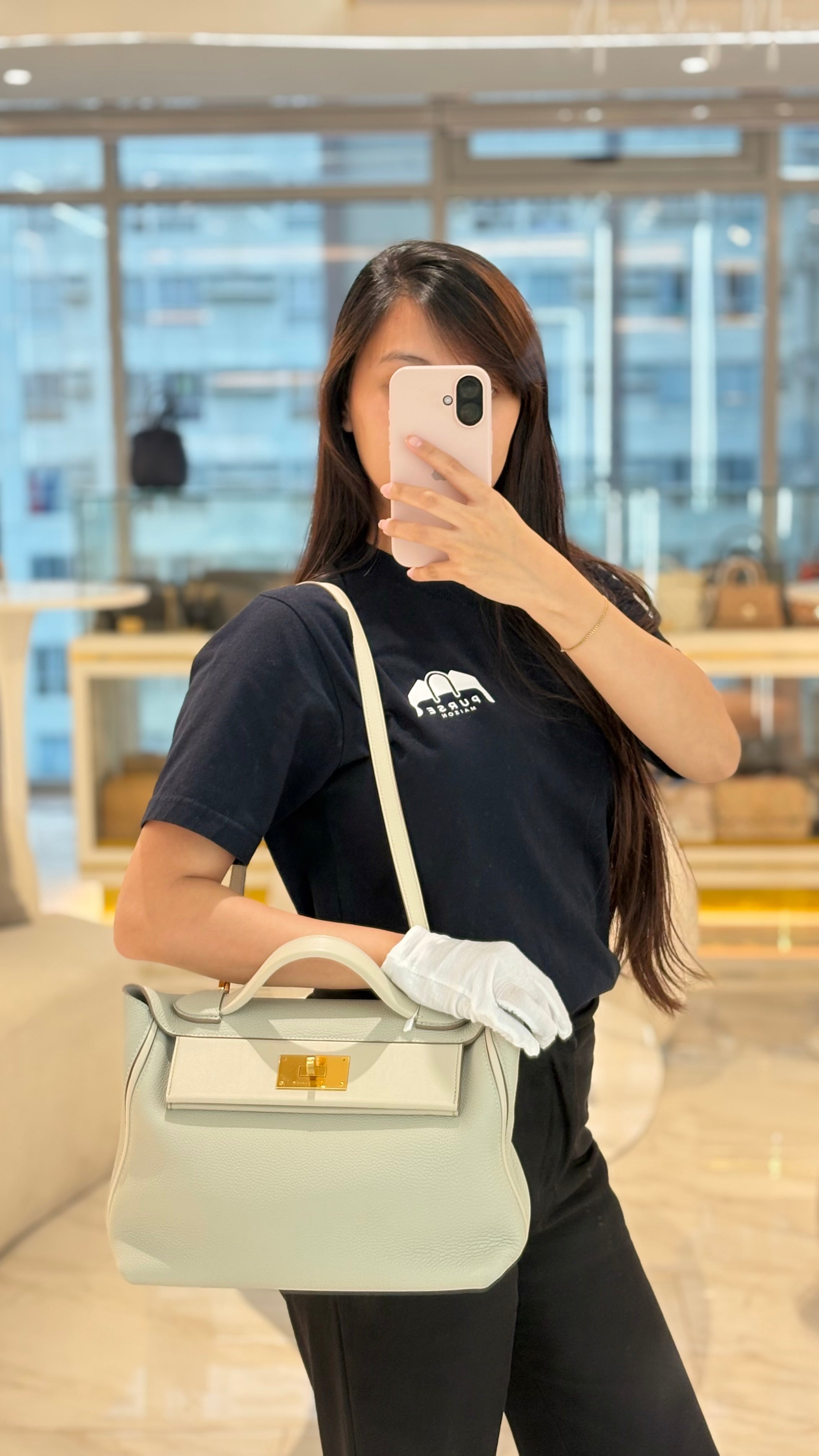 24/24 29 Bag in Gris Perle and Beton Togo Leather & Gold Hardware Stamp Y (2020) | Purse Maison Luxury Bags Shop